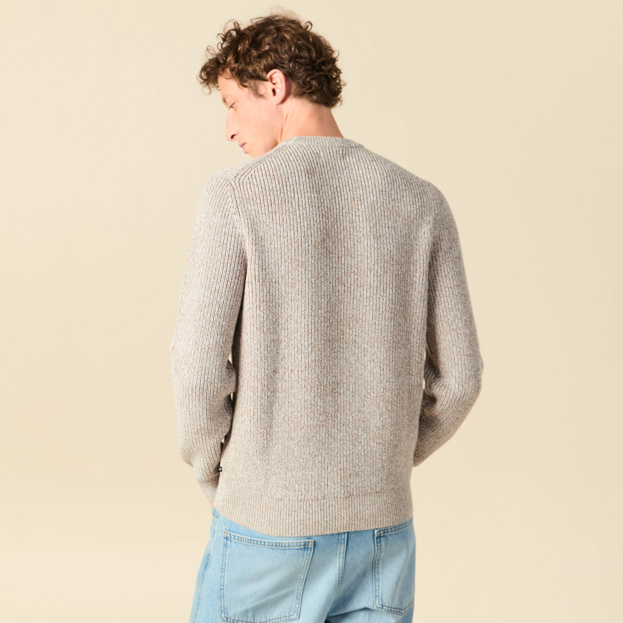 Pull manches longues gris clair homme