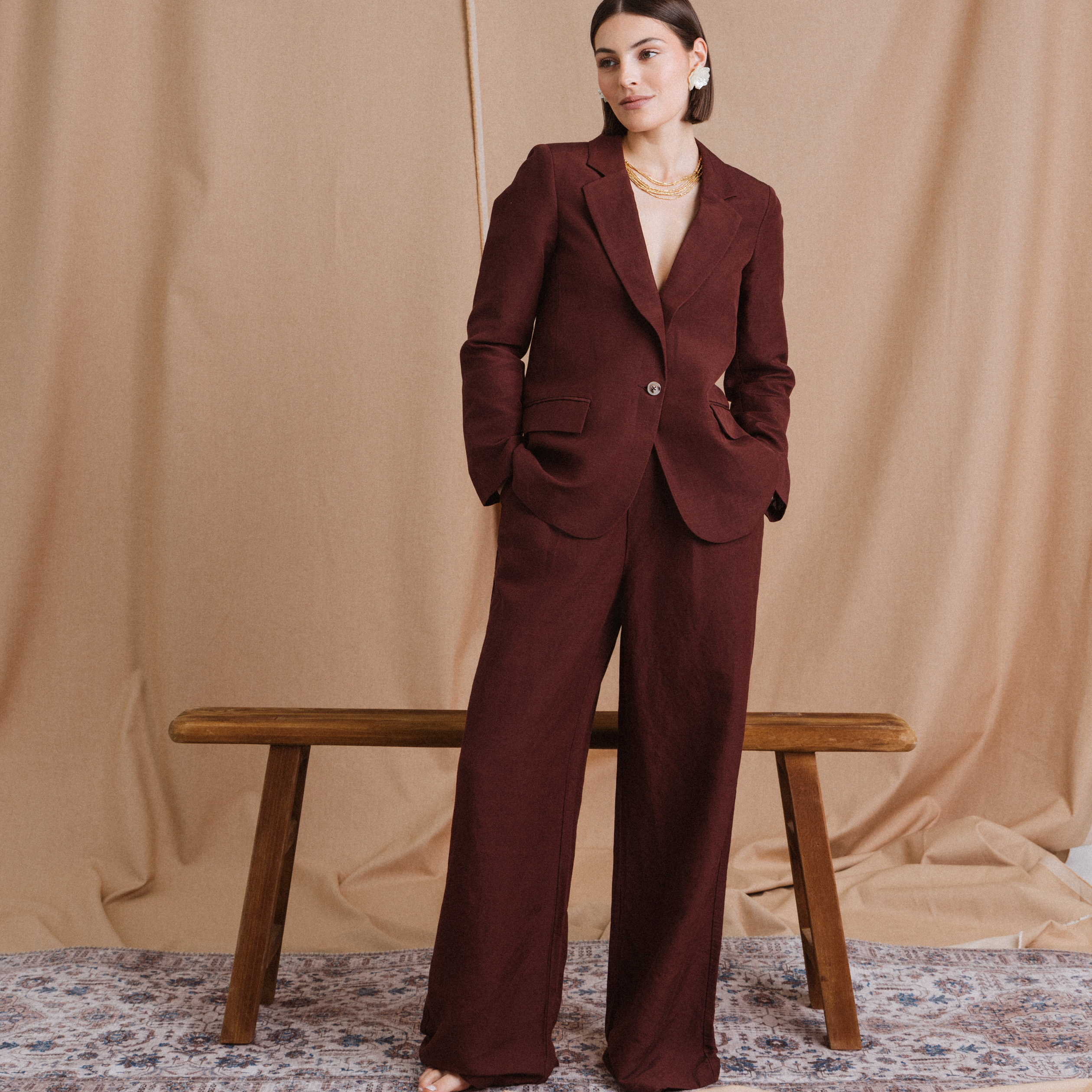 veste blazer manches longues bordeaux femme Veste blazer manches longues bordeaux femme