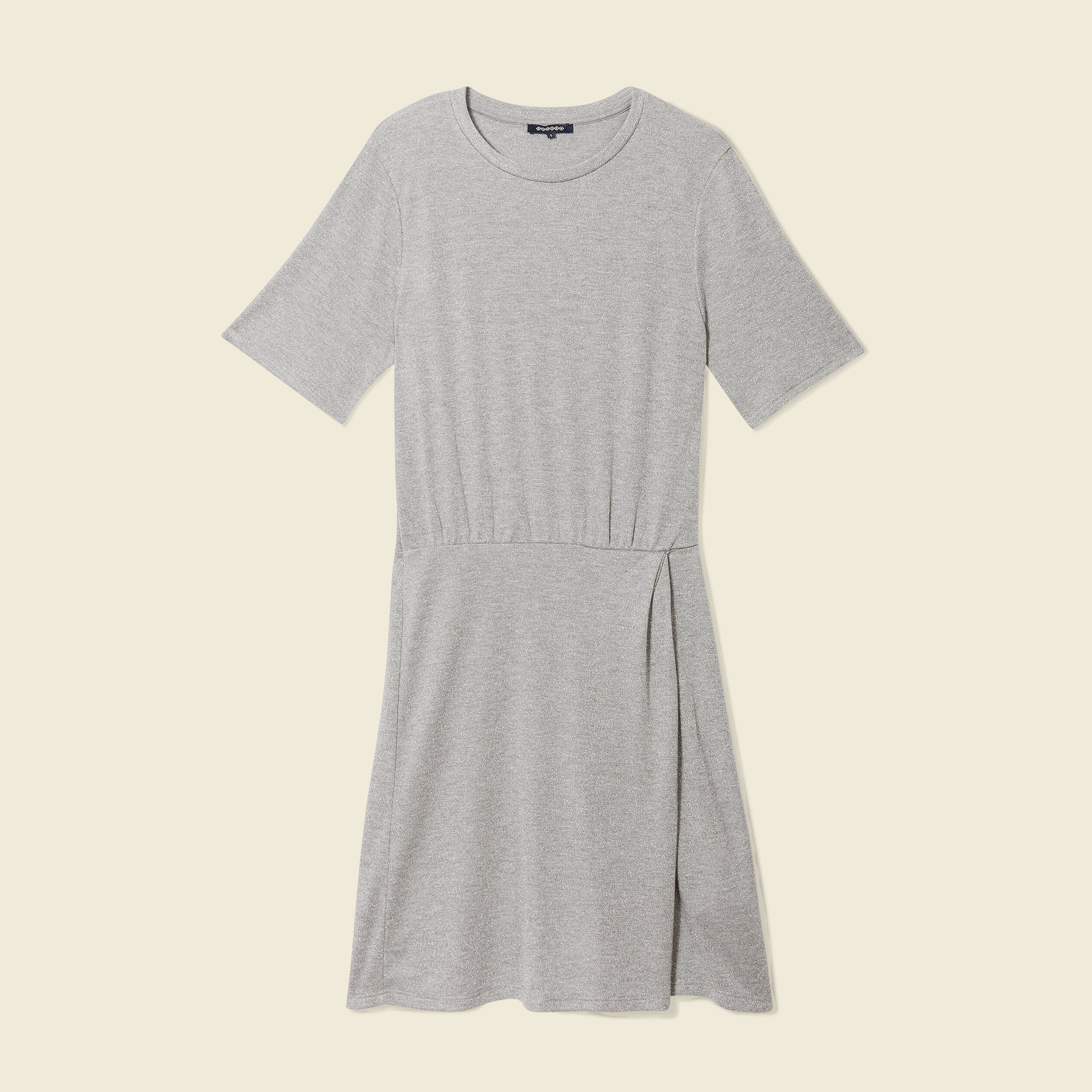 Robe moulante fils métallisés gris argent femme