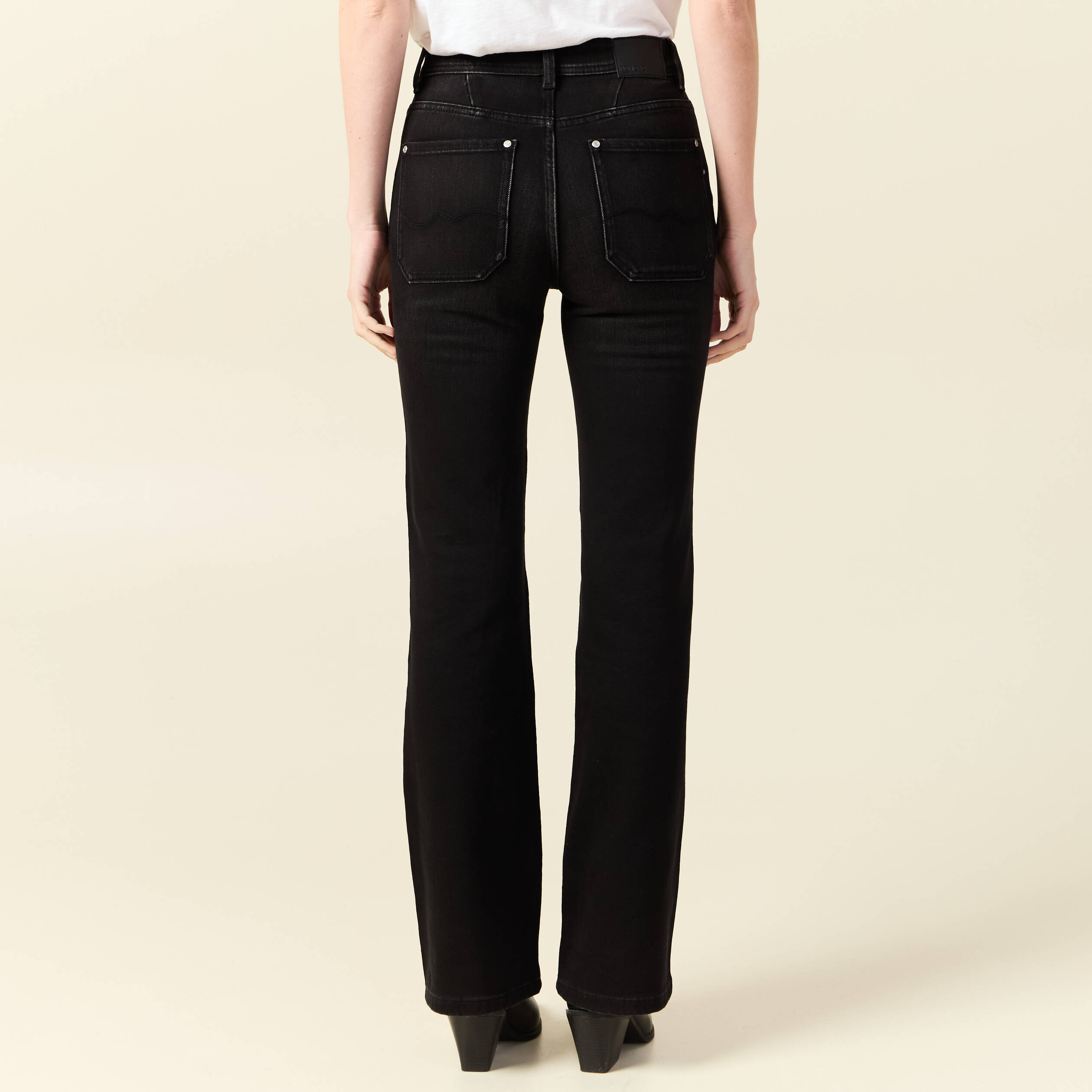 Haute Denim Jean Flare Femme Noir Jean Flare/bootcut Taille Haute