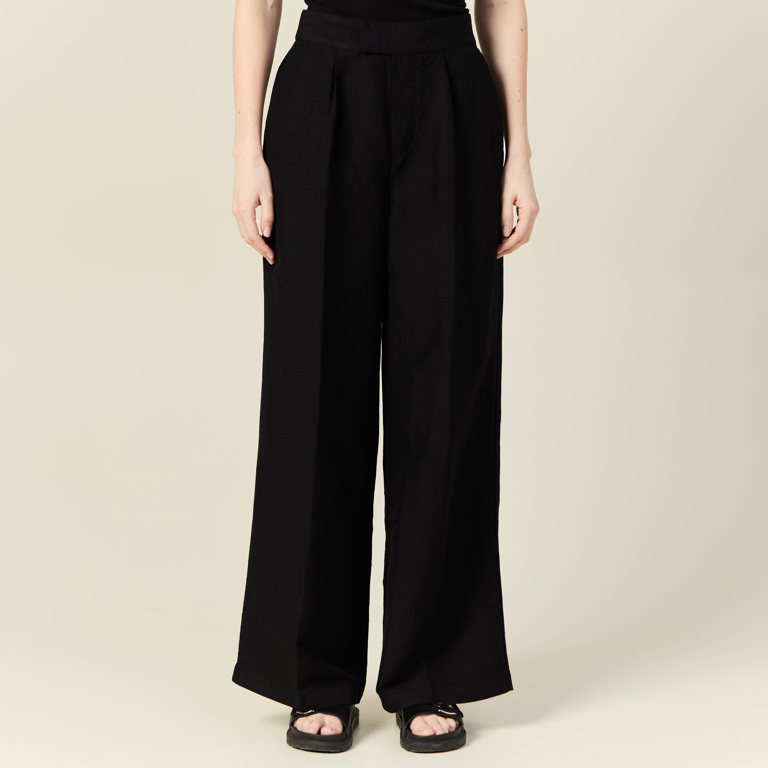 pantalon large fluide noir femme Pantalon large fluide noir femme