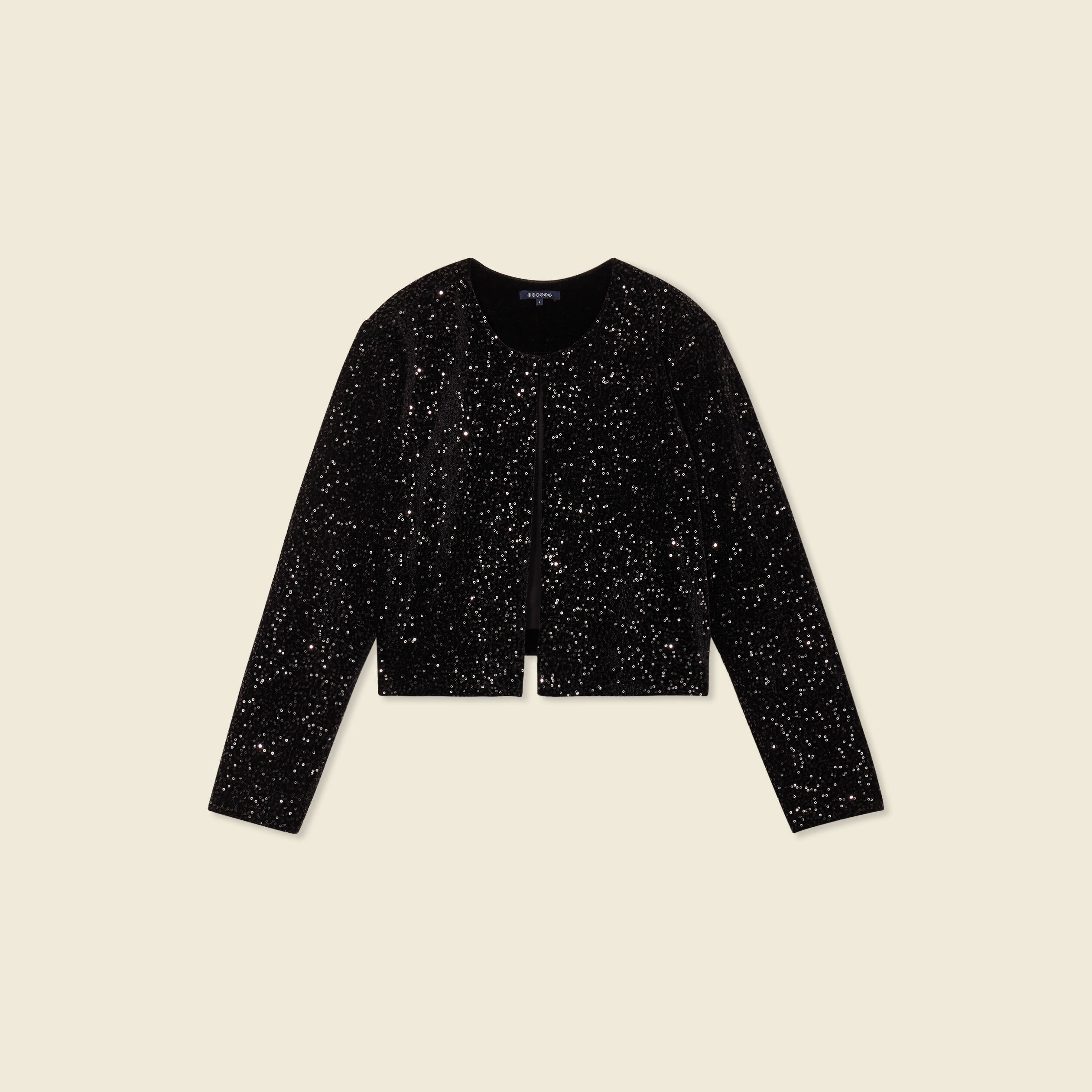 gilet manches longues sequins noir femme Gilet manches longues sequins noir femme