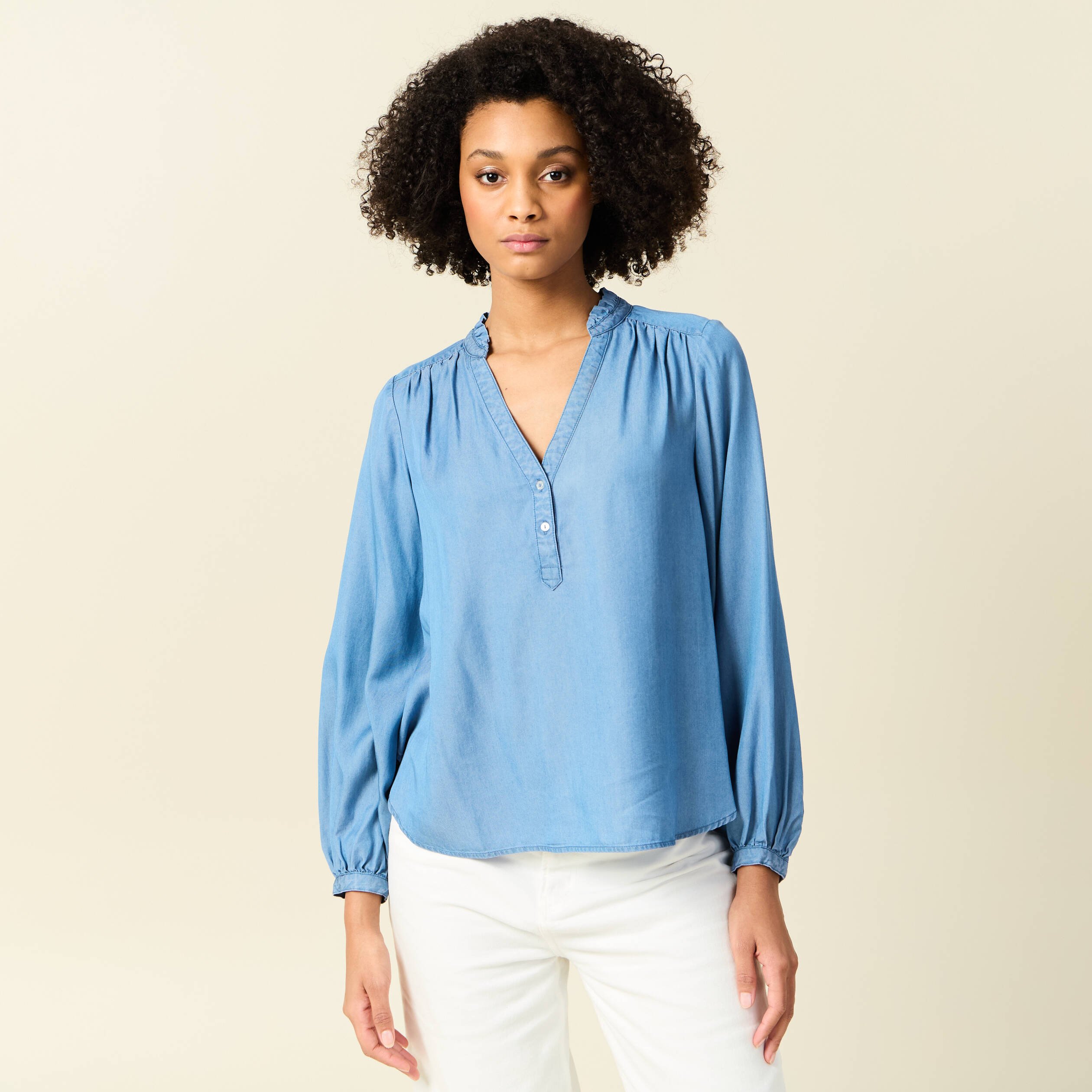 Blouse manches longues denim stone femme