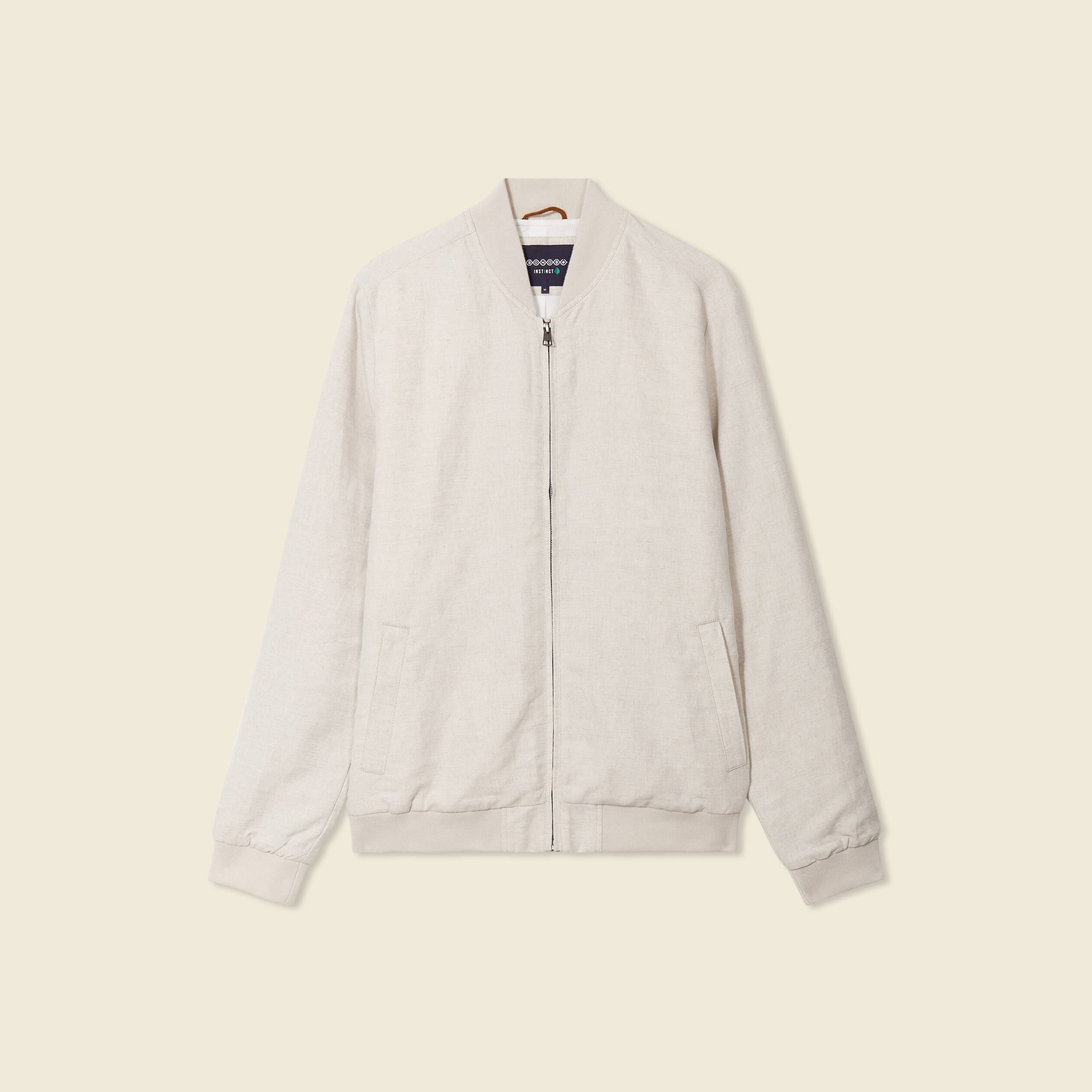 Veste droite zippée beige homme