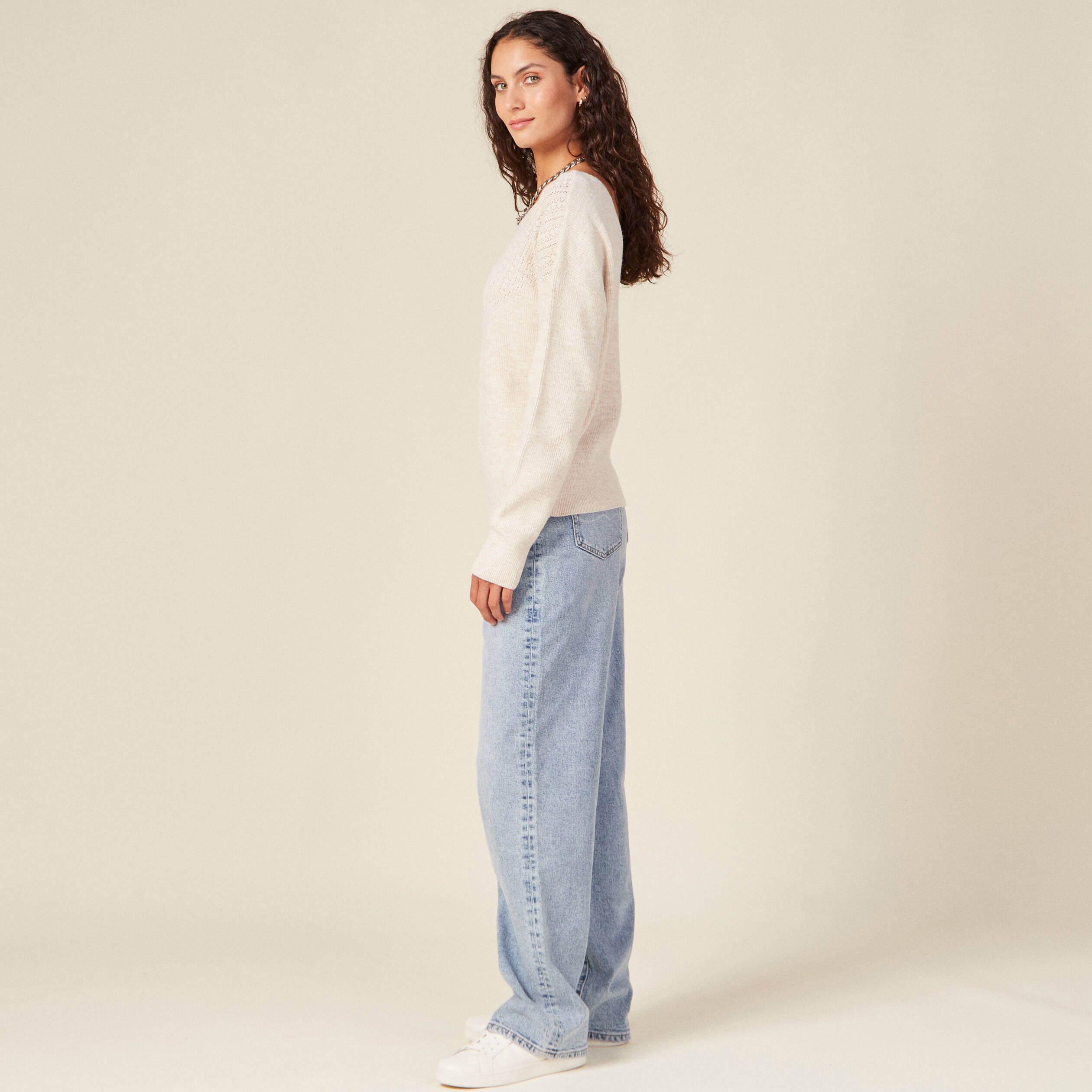 pull manches longues creme femme Pull manches longues creme femme