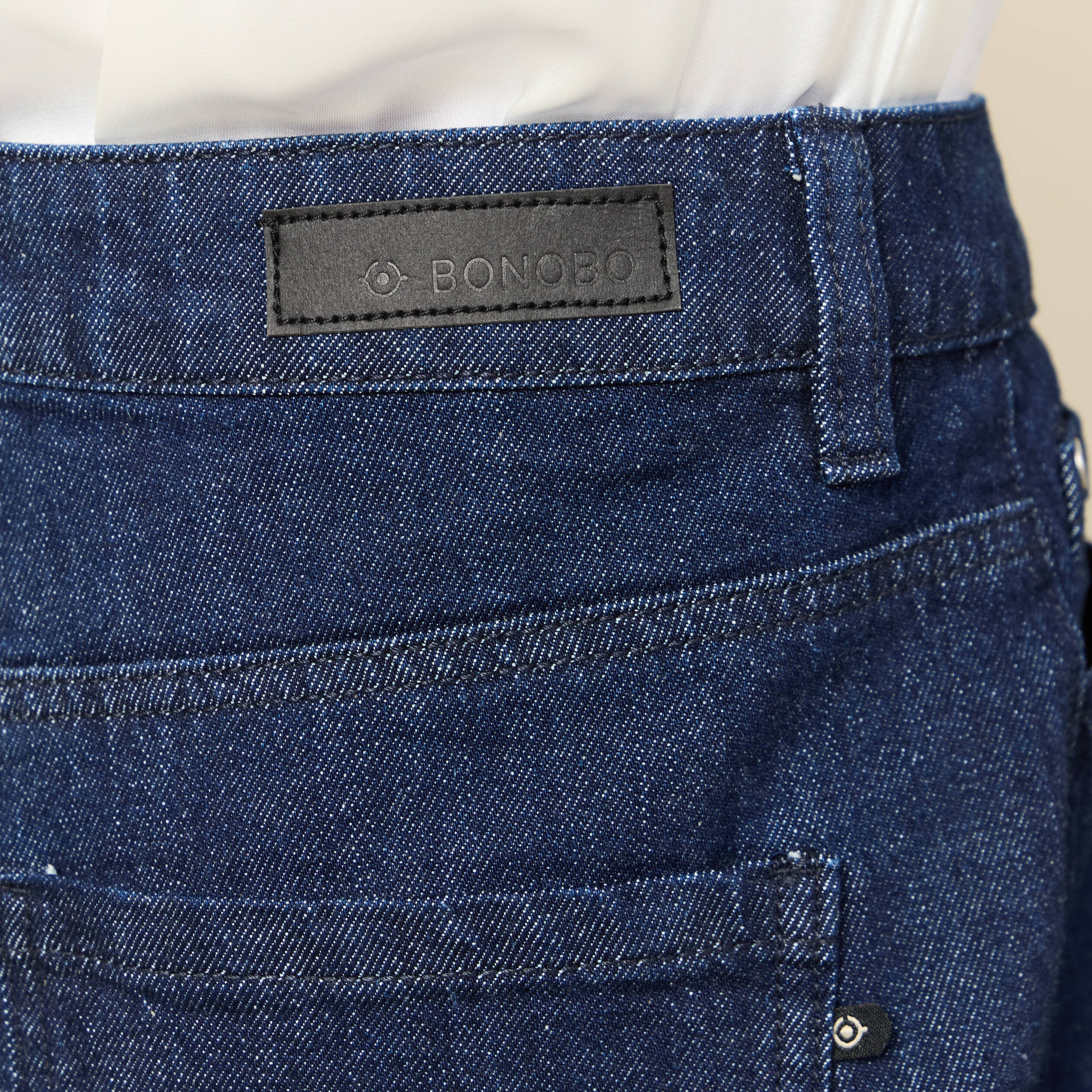 Jeans large taille haute 3/4 denim brut rinse femme