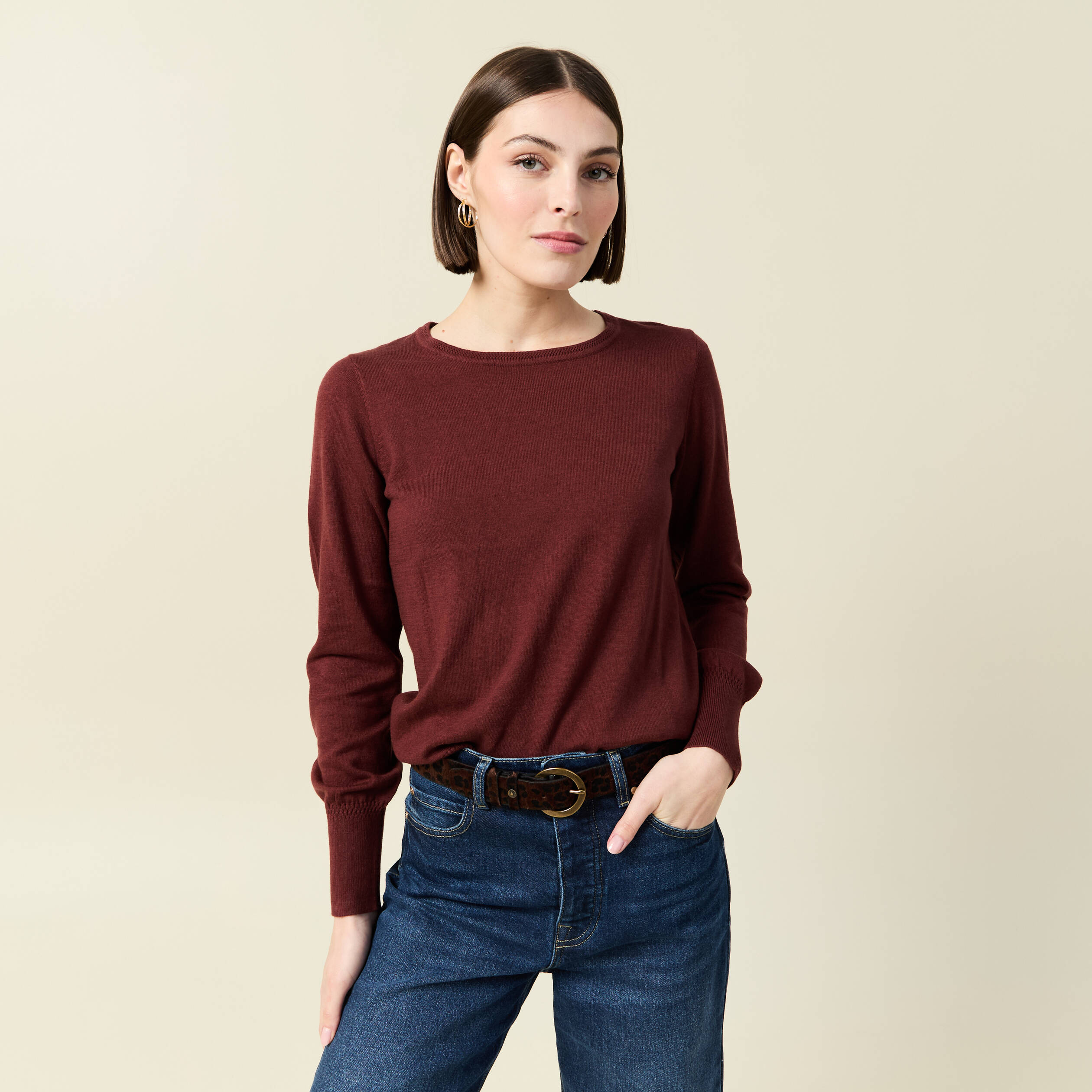 pull manches longues marron femme Pull manches longues marron femme