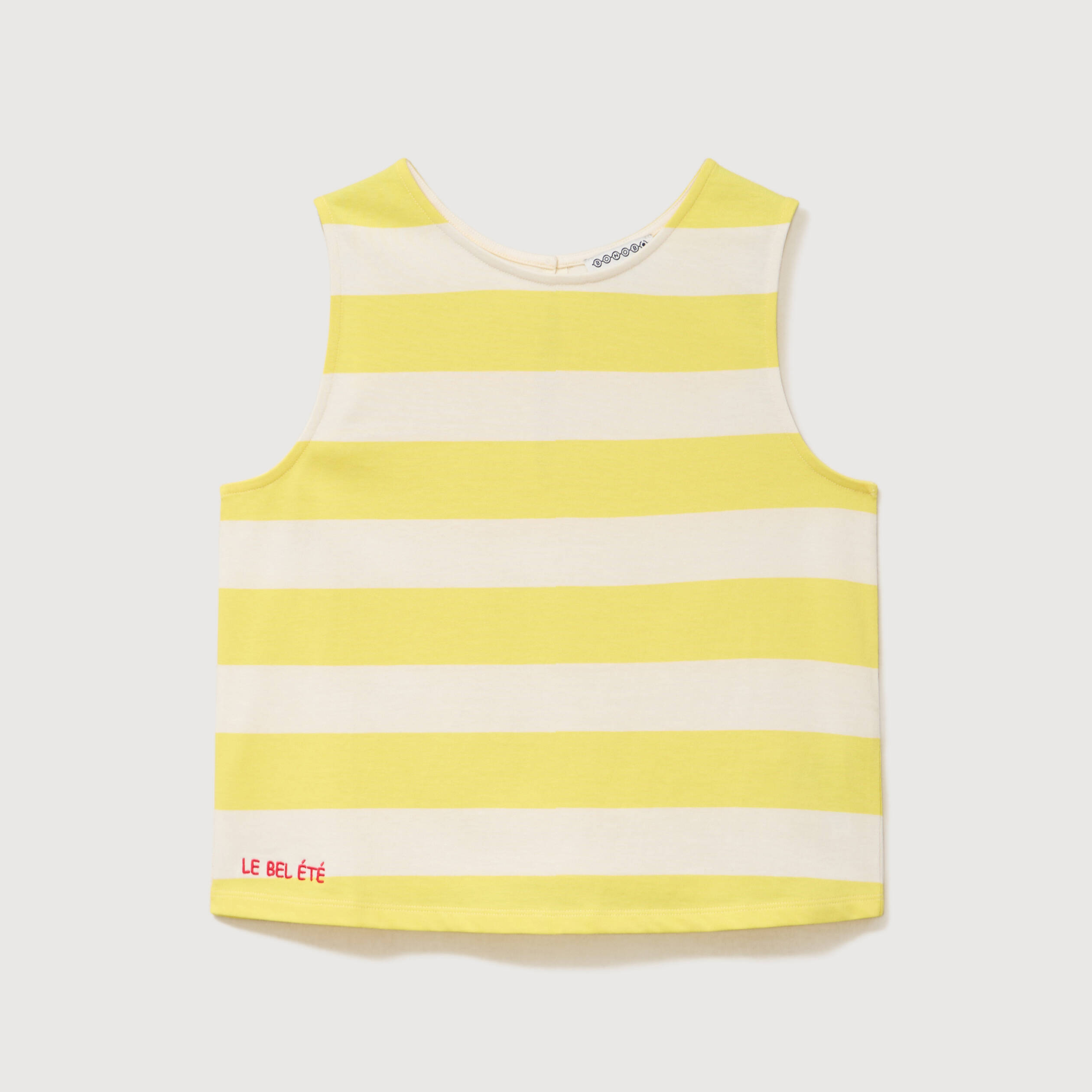 D&eacute;bardeur ray&eacute; col rond en coton jaune femme