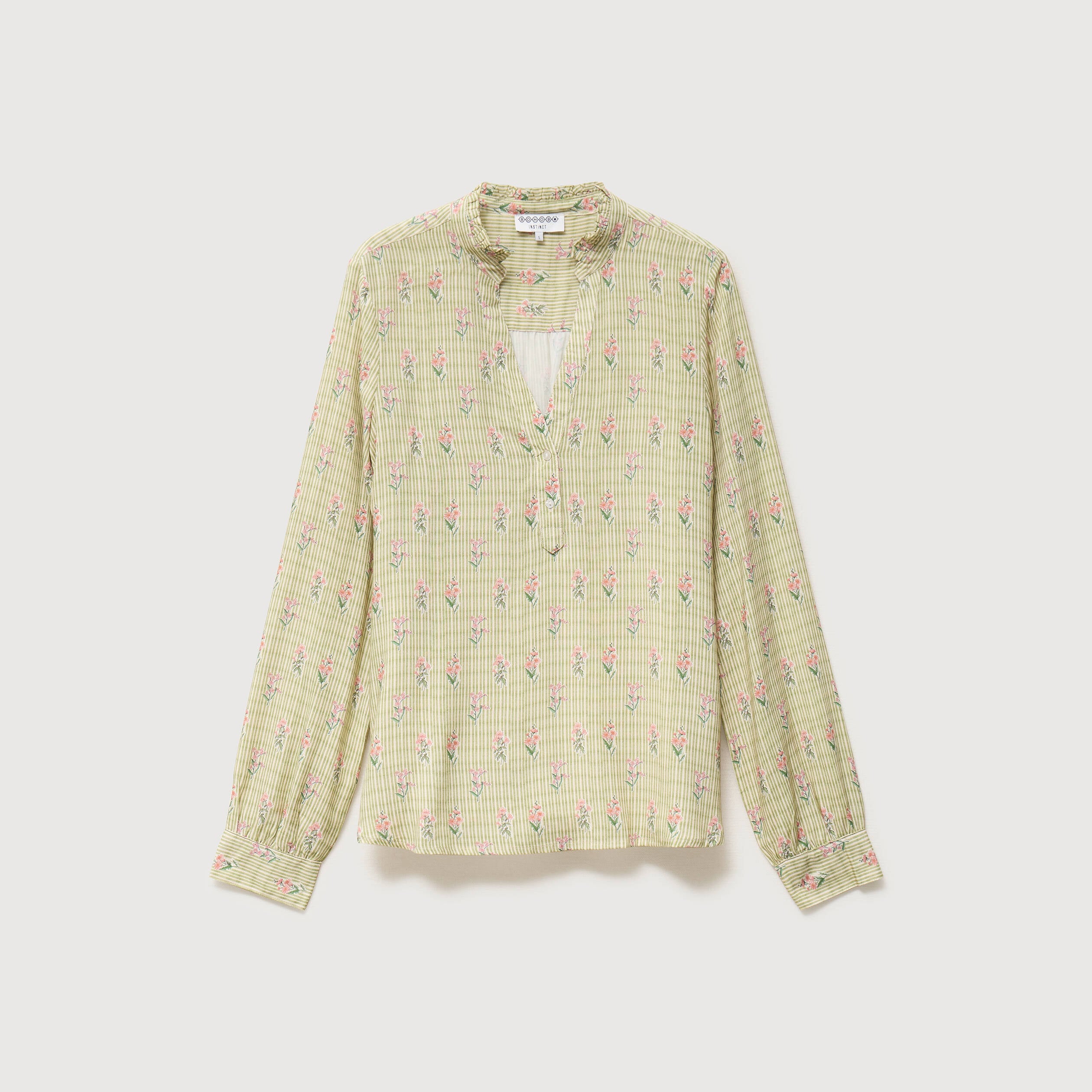 Blouse manches longues vert kaki femme