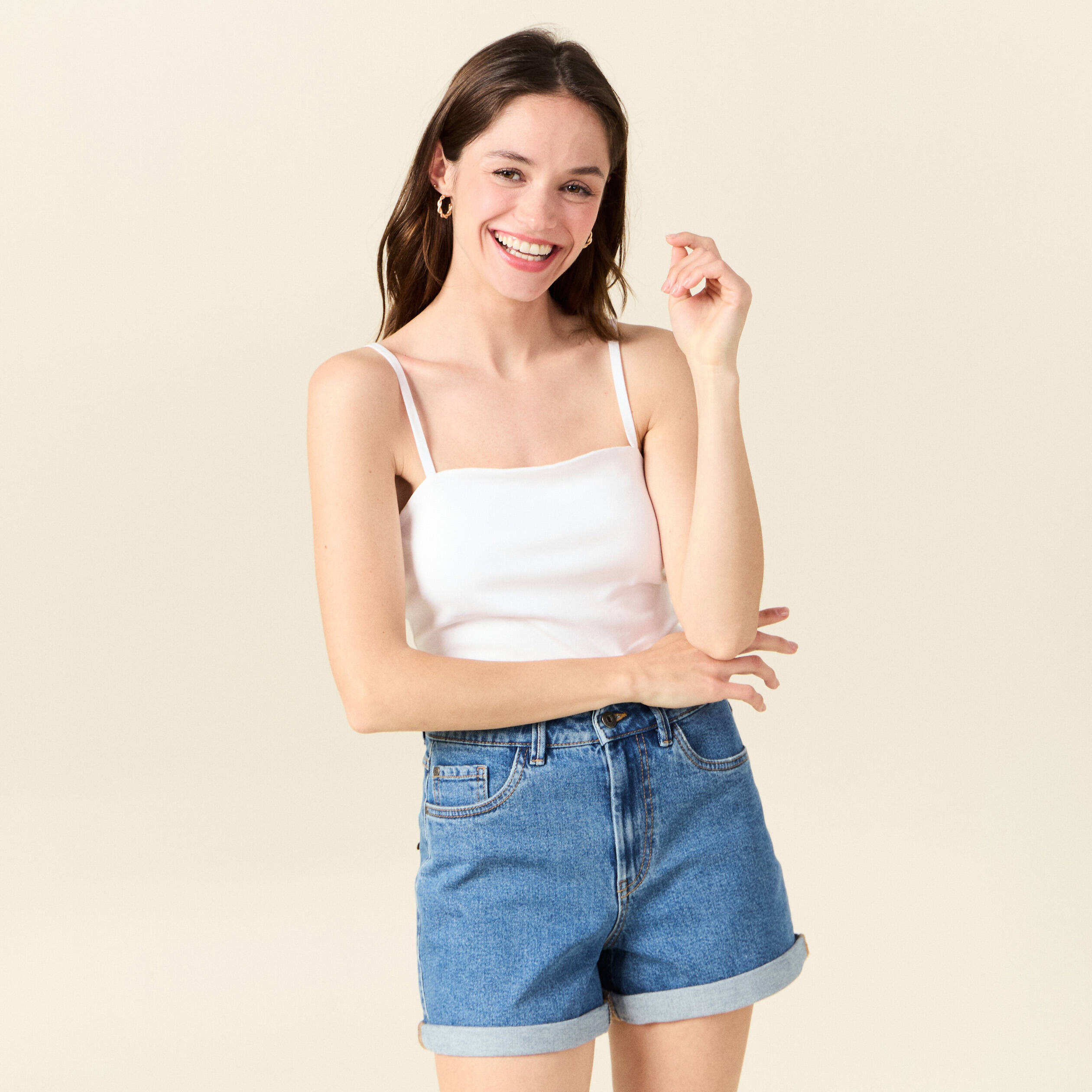 bustier cropped a bretelles blanc femme Bustier cropped à bretelles blanc femme
