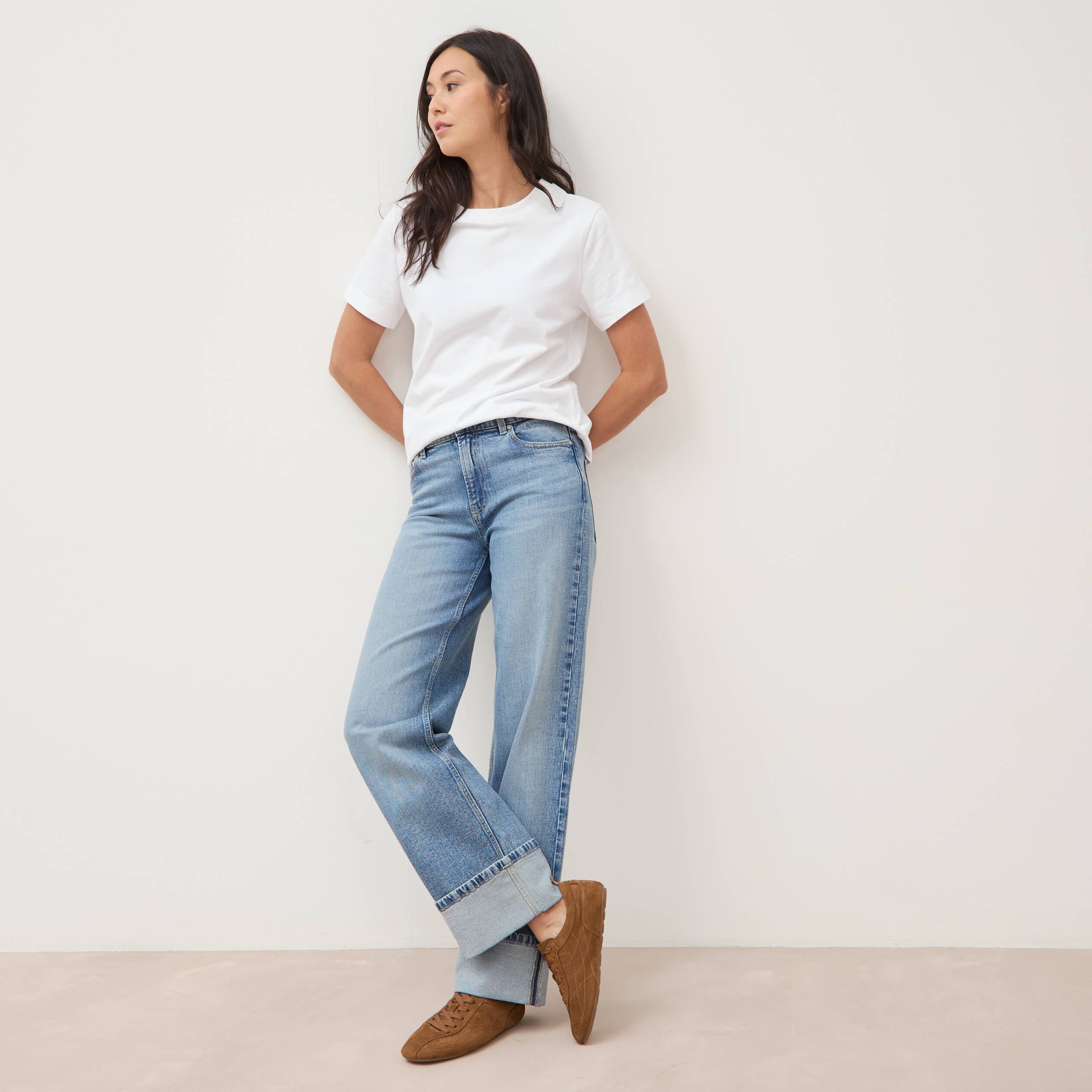 Jeans straight taille standard bleu femme