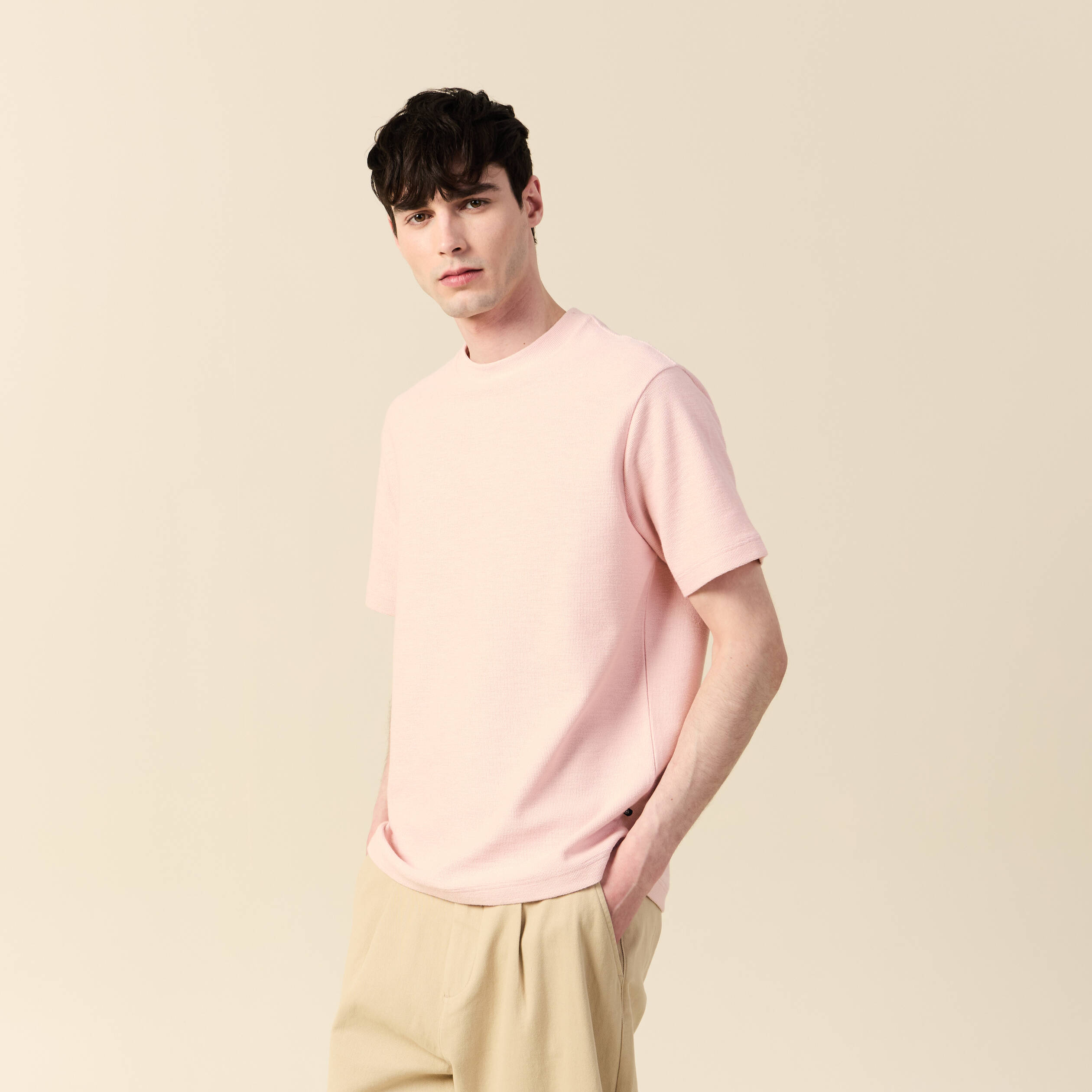 t shirt manches courtes rose clair homme T-shirt manches courtes rose clair homme