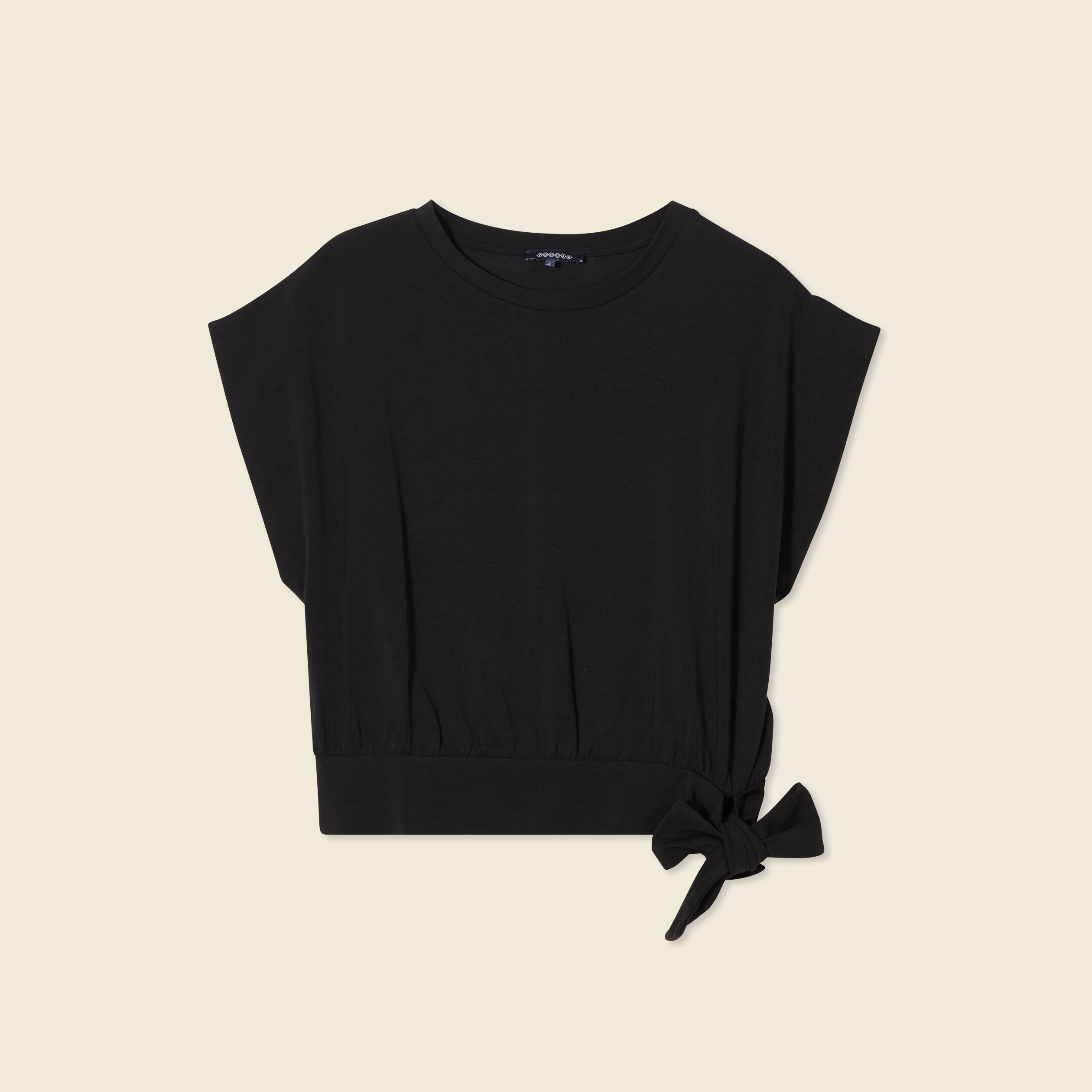 t shirt manches courtes noeud noir femme T-shirt manches courtes noeud noir femme