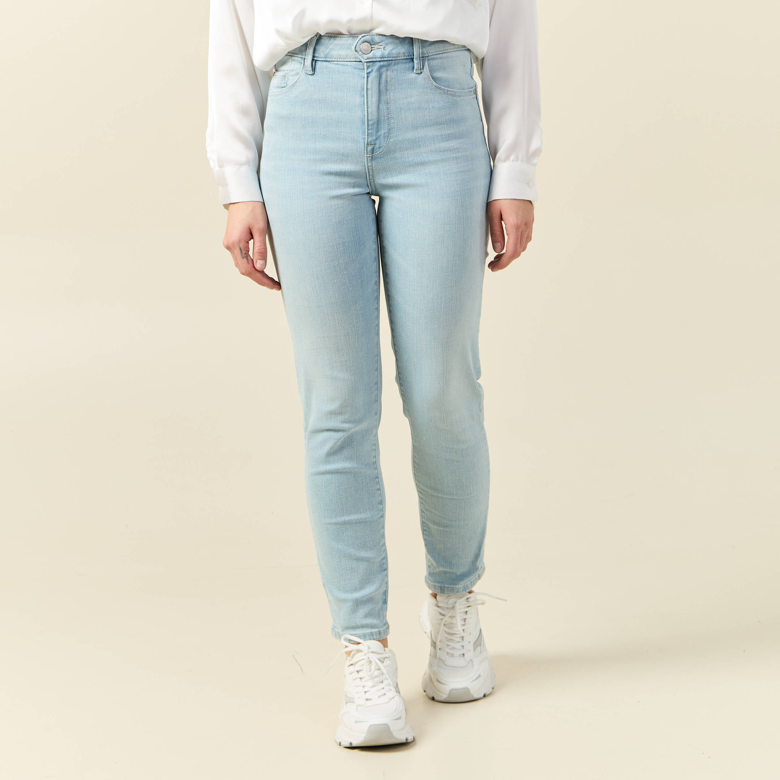 jeans slim taille haute 78eme denim bleach femme Jeans slim taille haute 7/8ème denim bleach femme