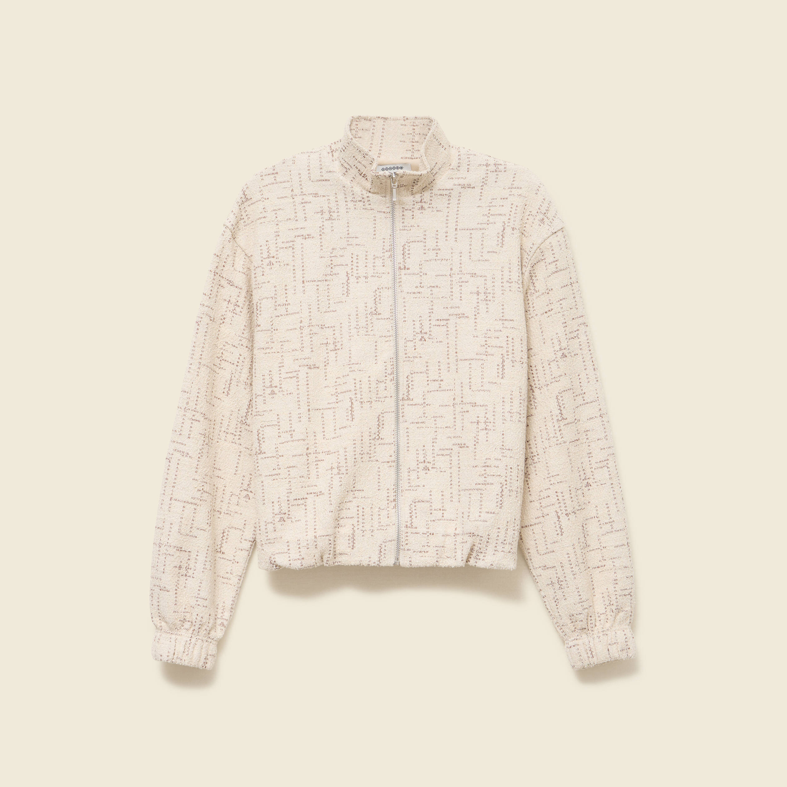 Veste manches longues col montant ecru femme