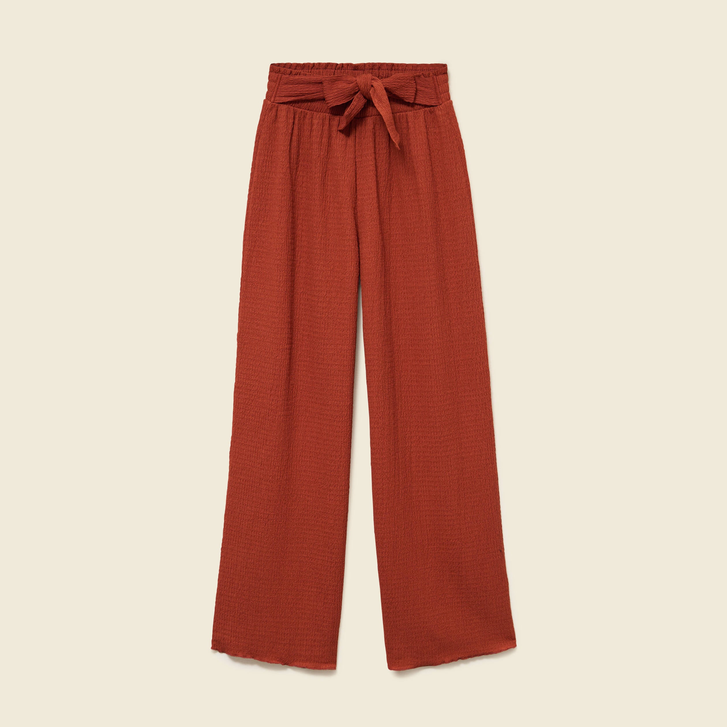 Pantalon loose avec ceinture marron cognac femme