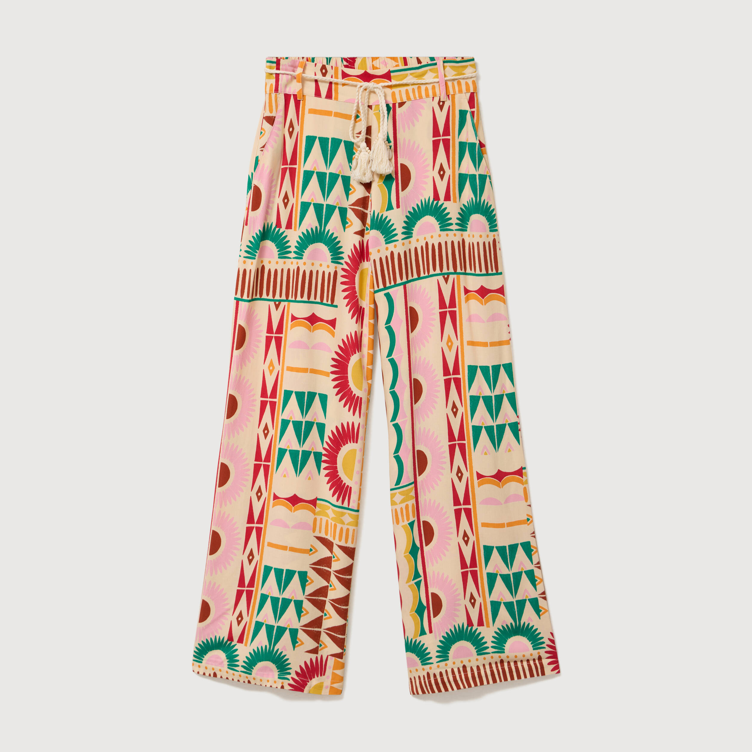 Pantalon loose taille haute multicolore femme