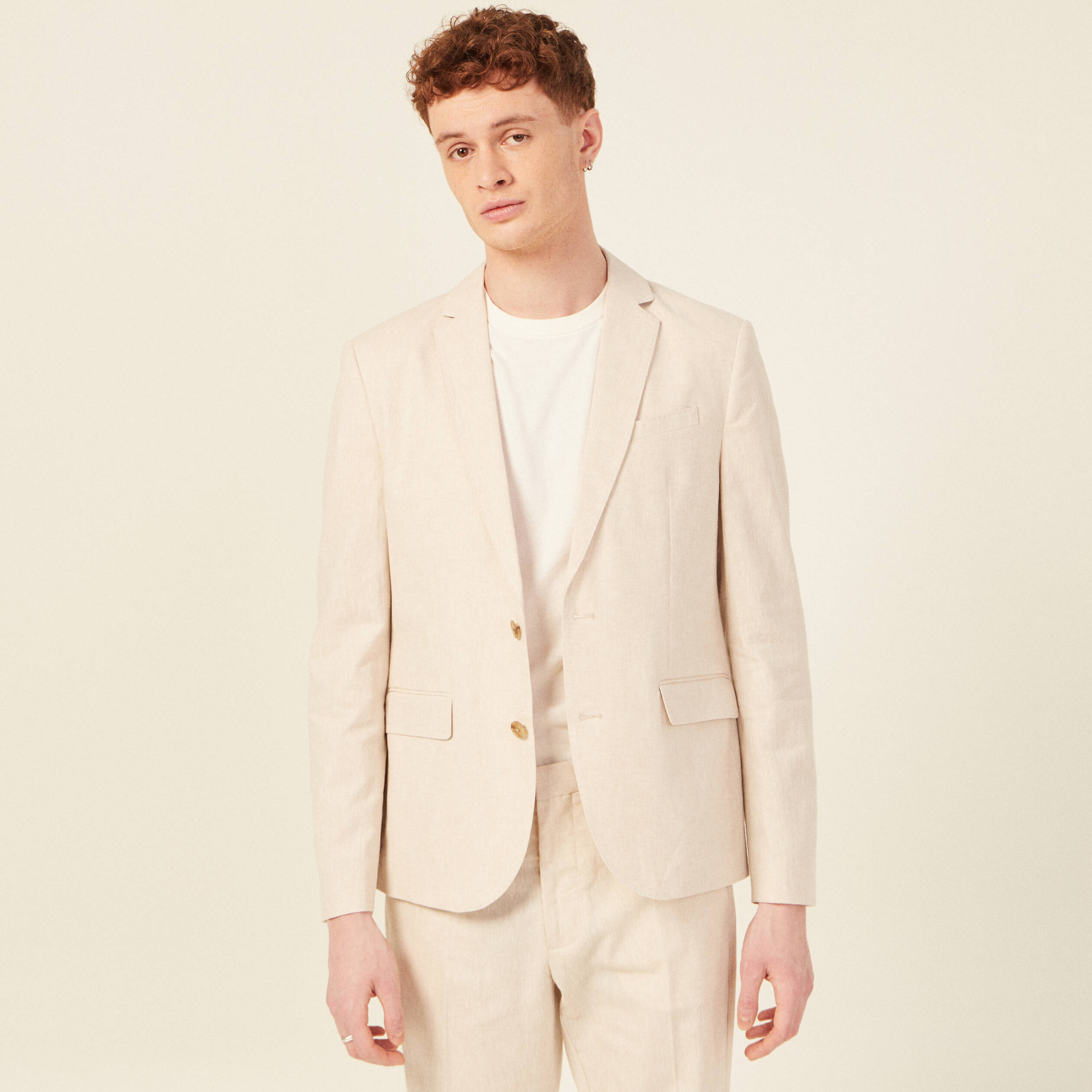 veste blazer boutonnee beige homme Veste blazer boutonnée beige homme