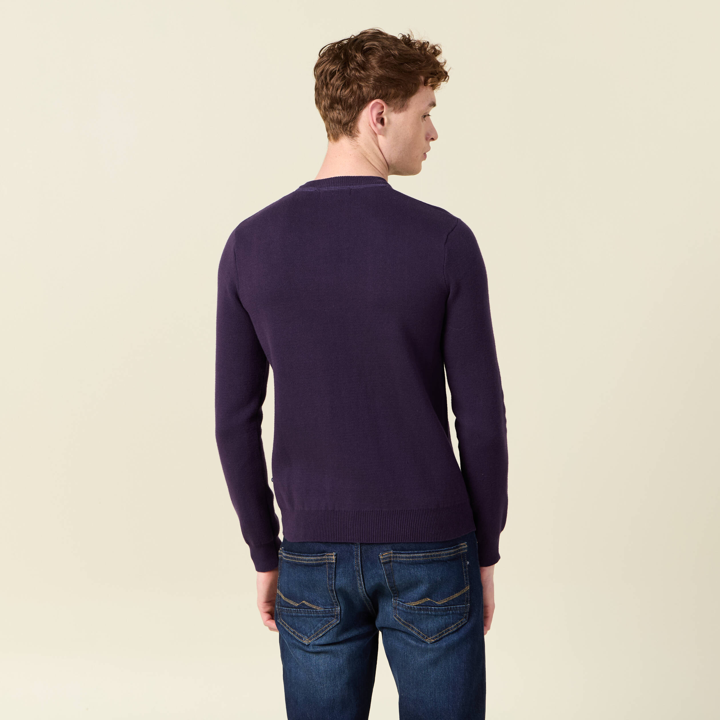 Pull manches longues violet fluo homme