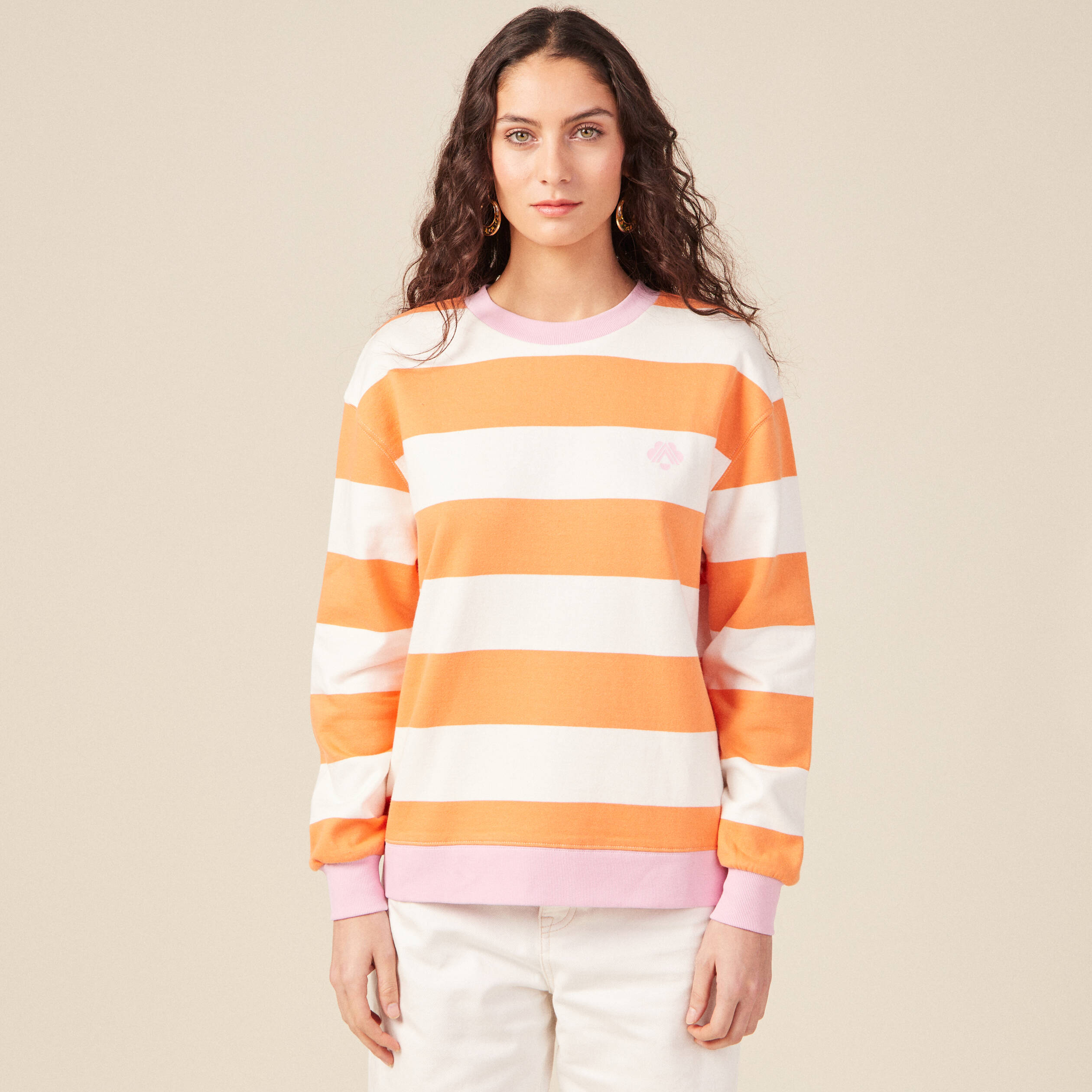 sweat eco responsable orange clair femme Sweat éco-responsable orange clair femme