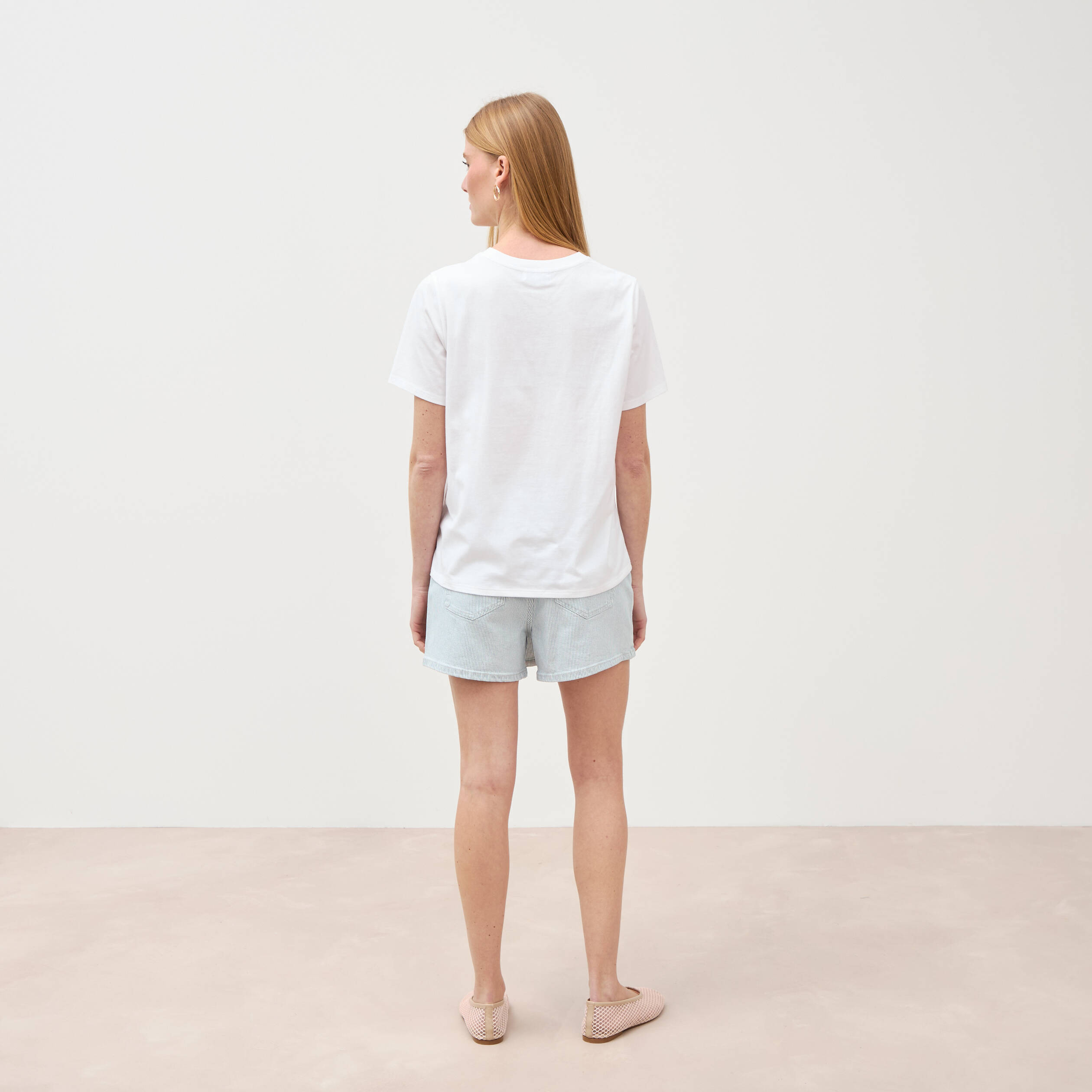 T-shirt en coton manches courtes blanc femme