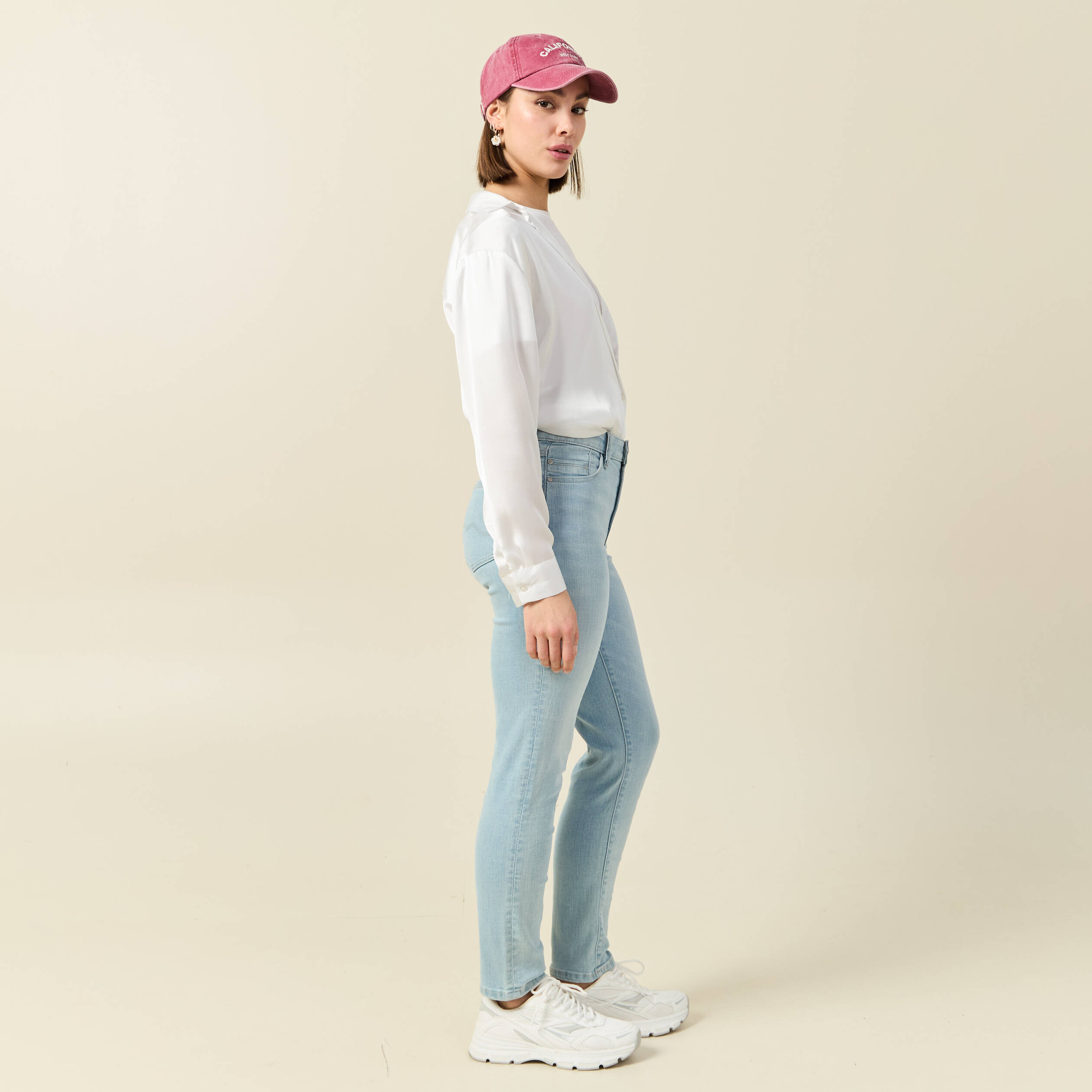jeans slim taille haute 78eme denim bleach femme Jeans slim taille haute 7/8ème denim bleach femme