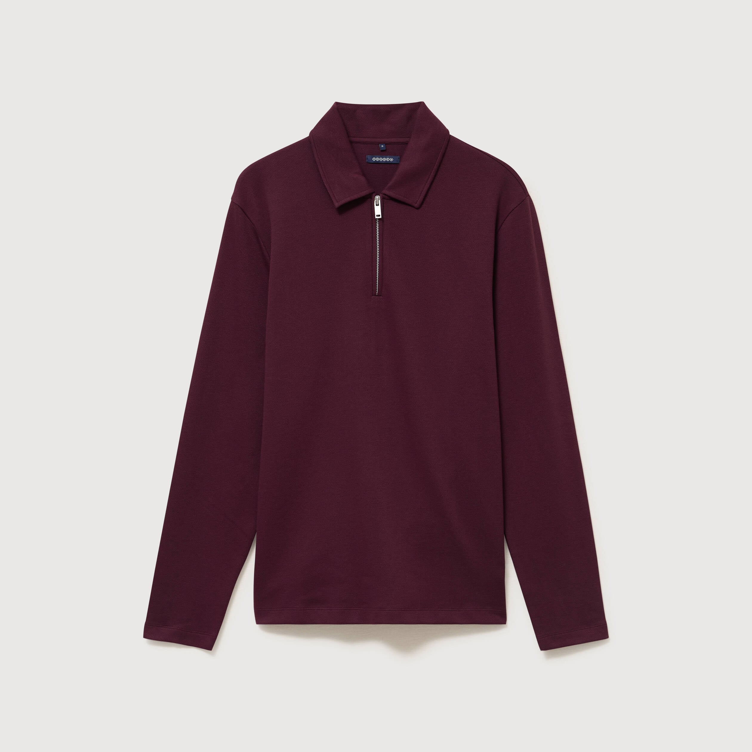 Polo droit manches longues prune homme
