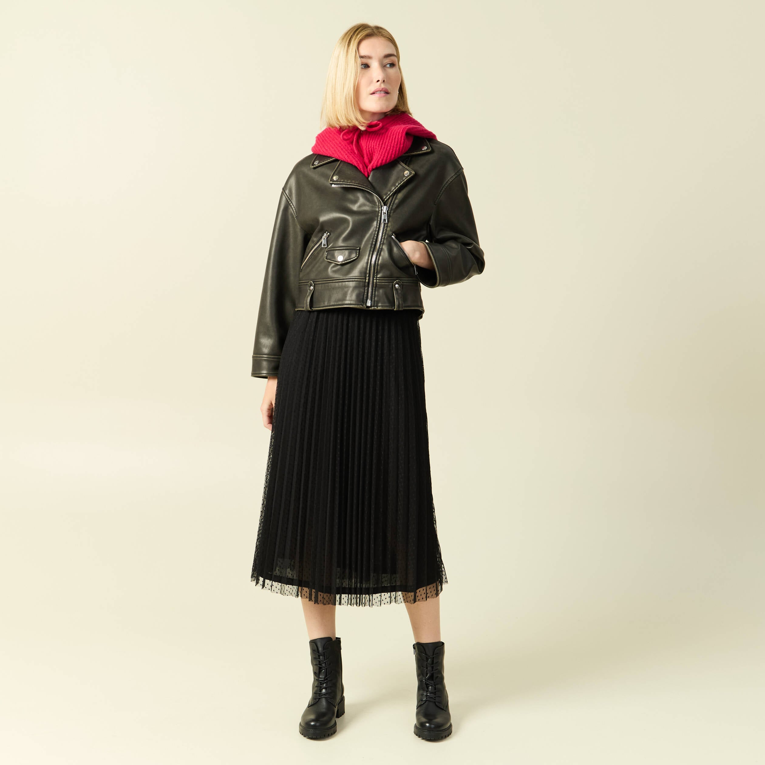 Jupe midi &eacute;vas&eacute;e tulle noir femme