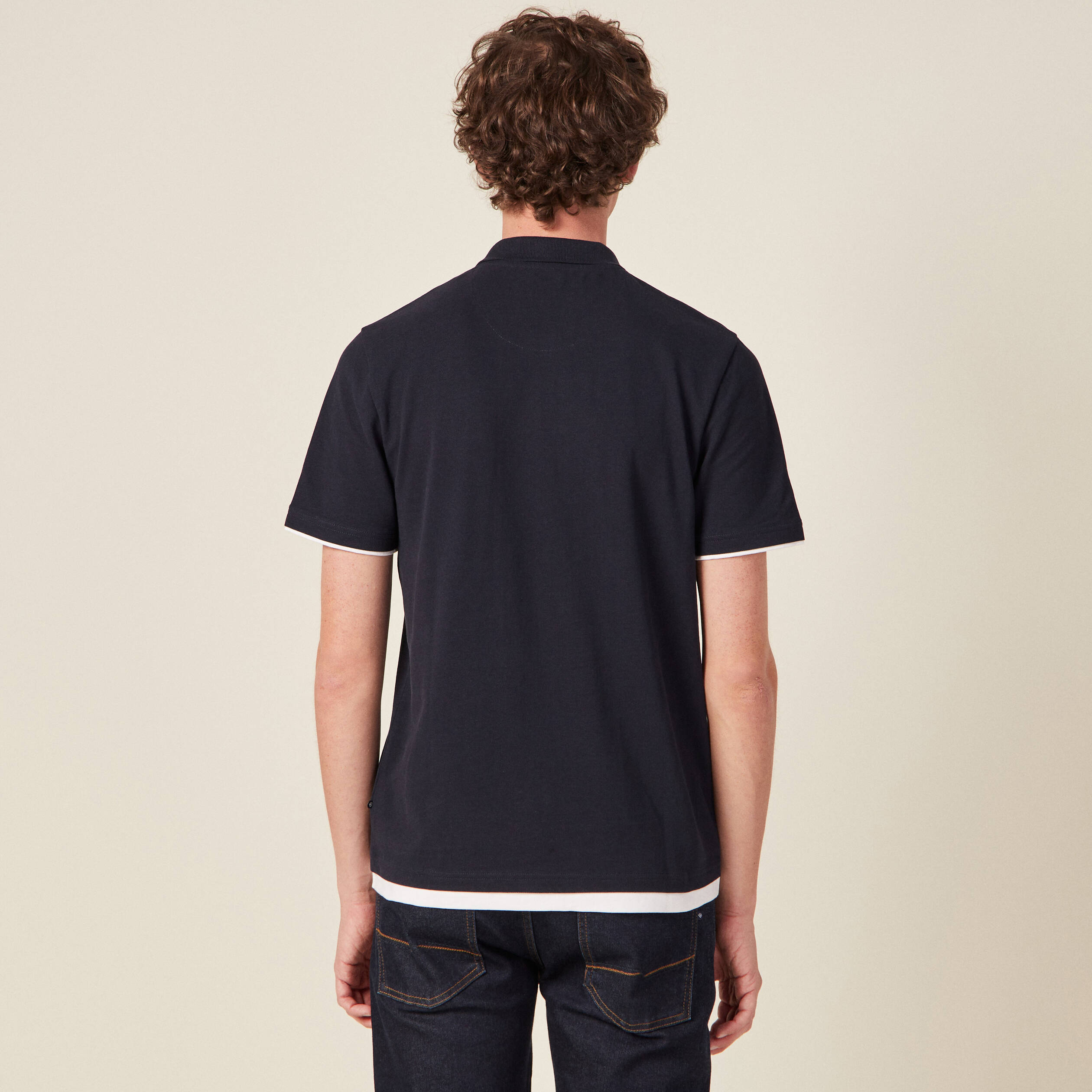 Polo manches courtes bleu marine homme