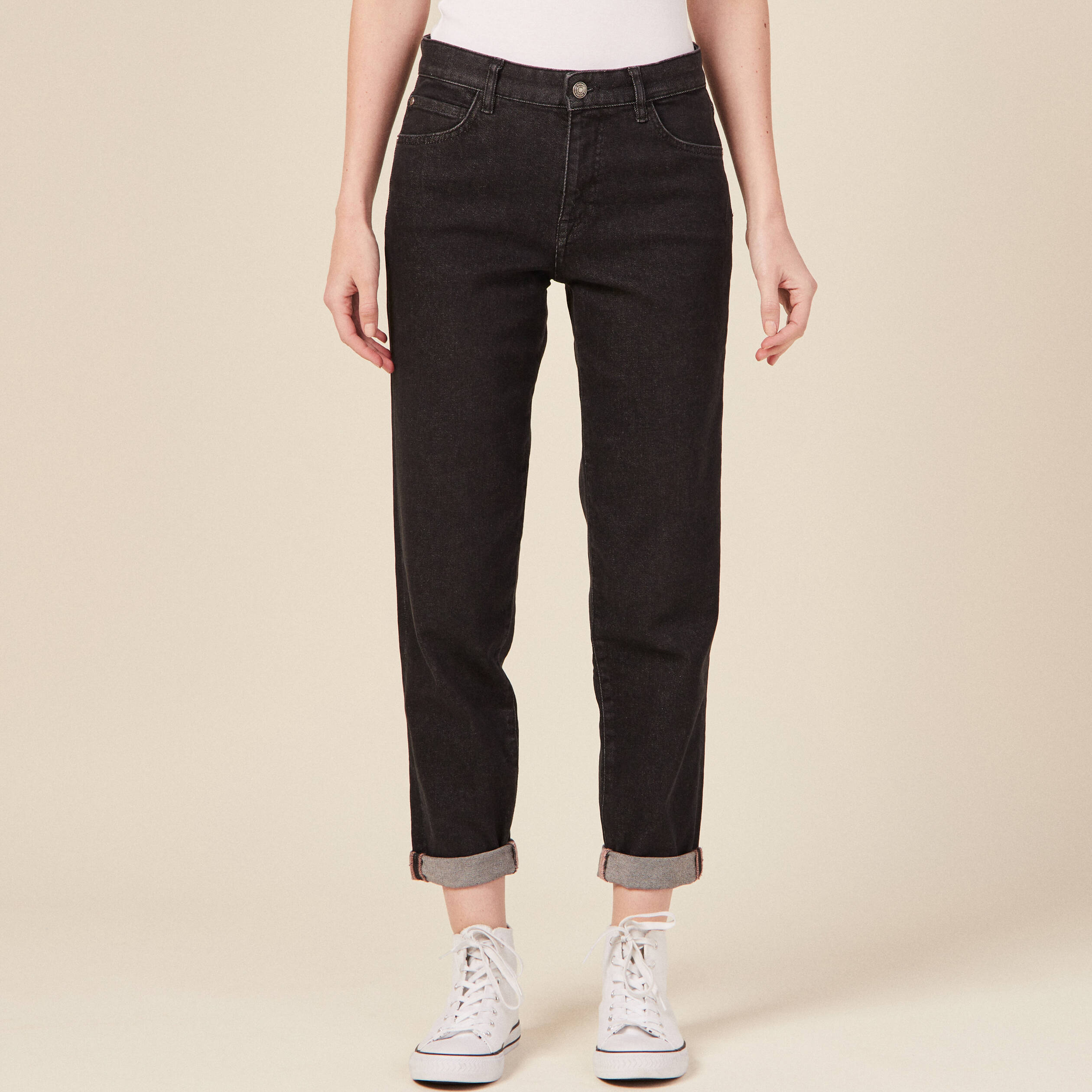 jeans girlfriend 5 poches denim gris femme Jeans girlfriend 5 poches denim gris femme