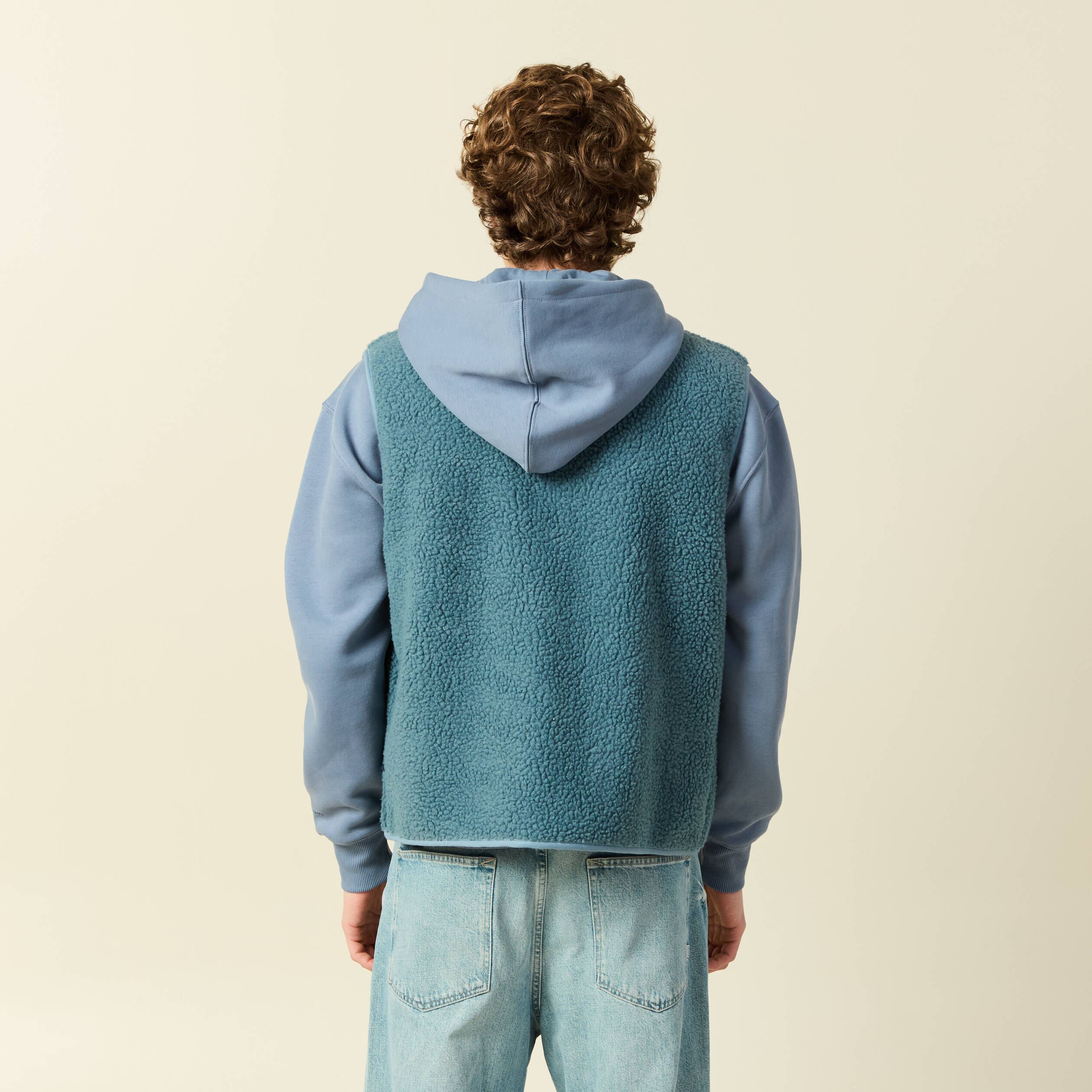 Sweat sans manches effet polaire bleu gris homme