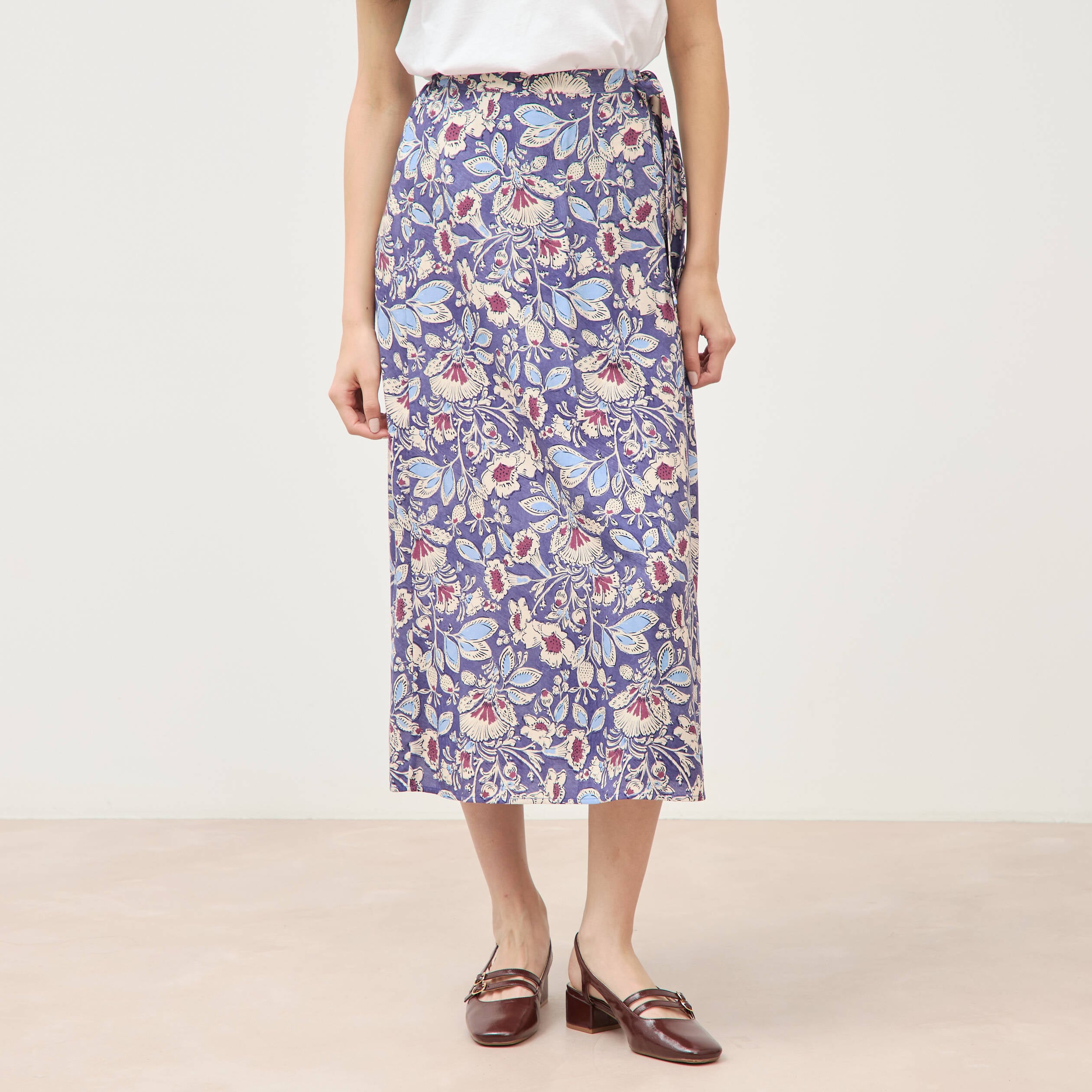 Jupe fluide bleu femme