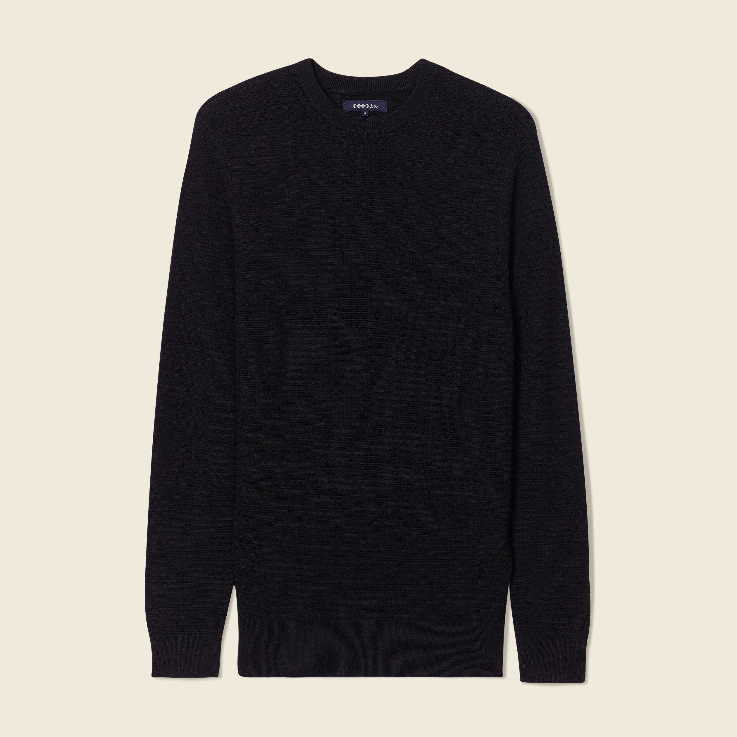 Pull manches longues col rond noir homme