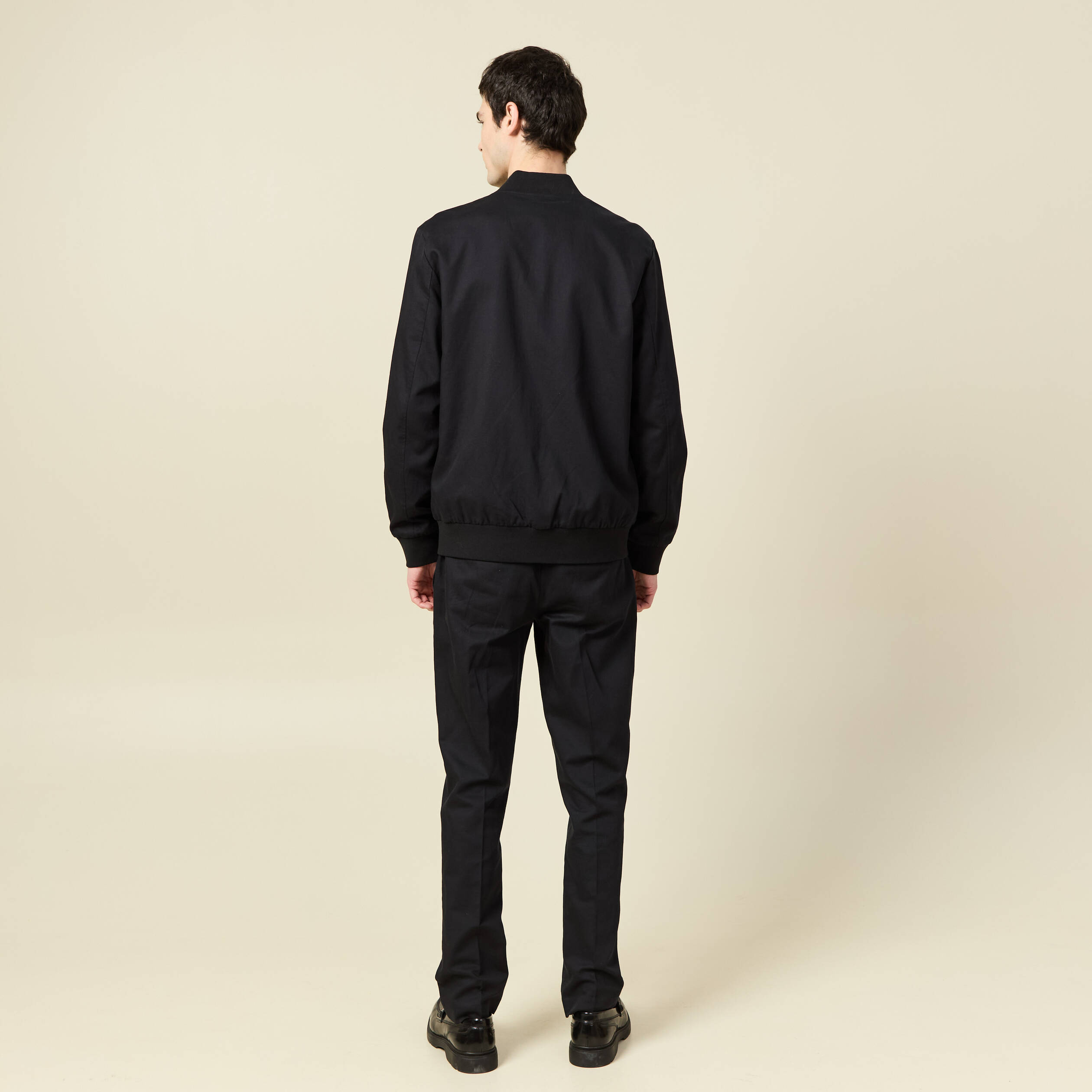 Blouson zipp&eacute; col teddy noir homme