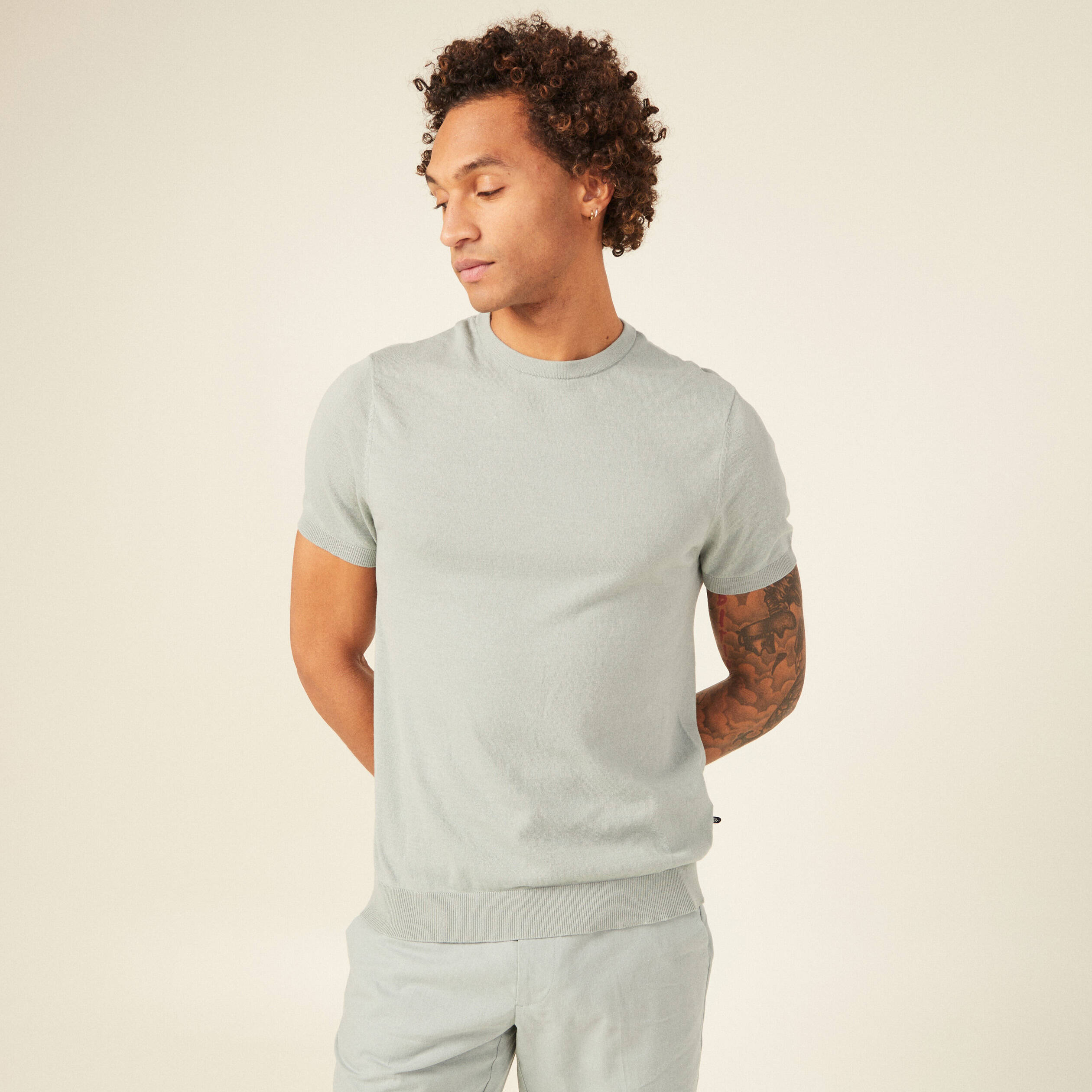 t shirt manches courtes bleu gris homme T-shirt manches courtes bleu gris homme