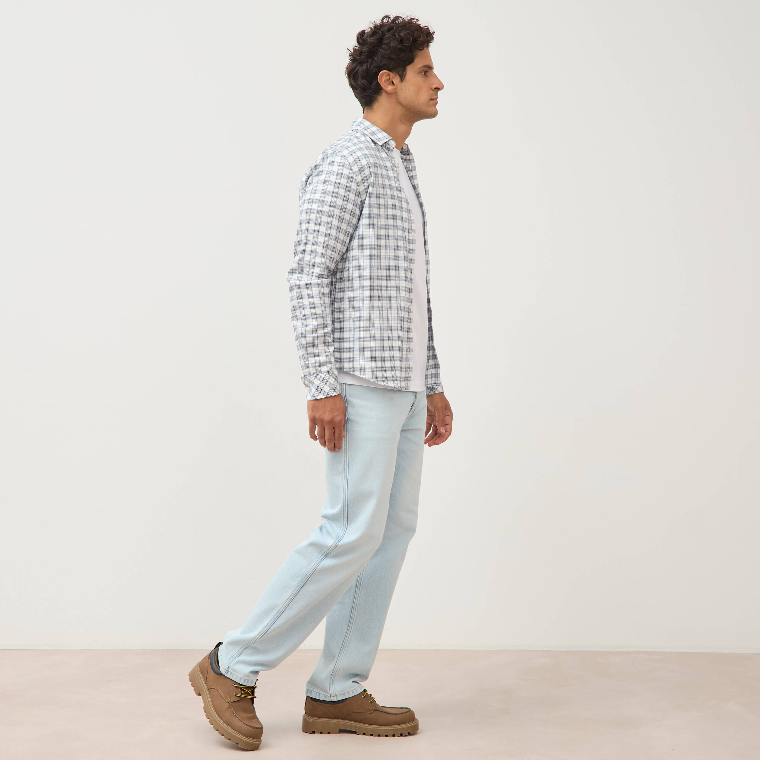 Chemise manches longues bleu fonc&eacute; homme