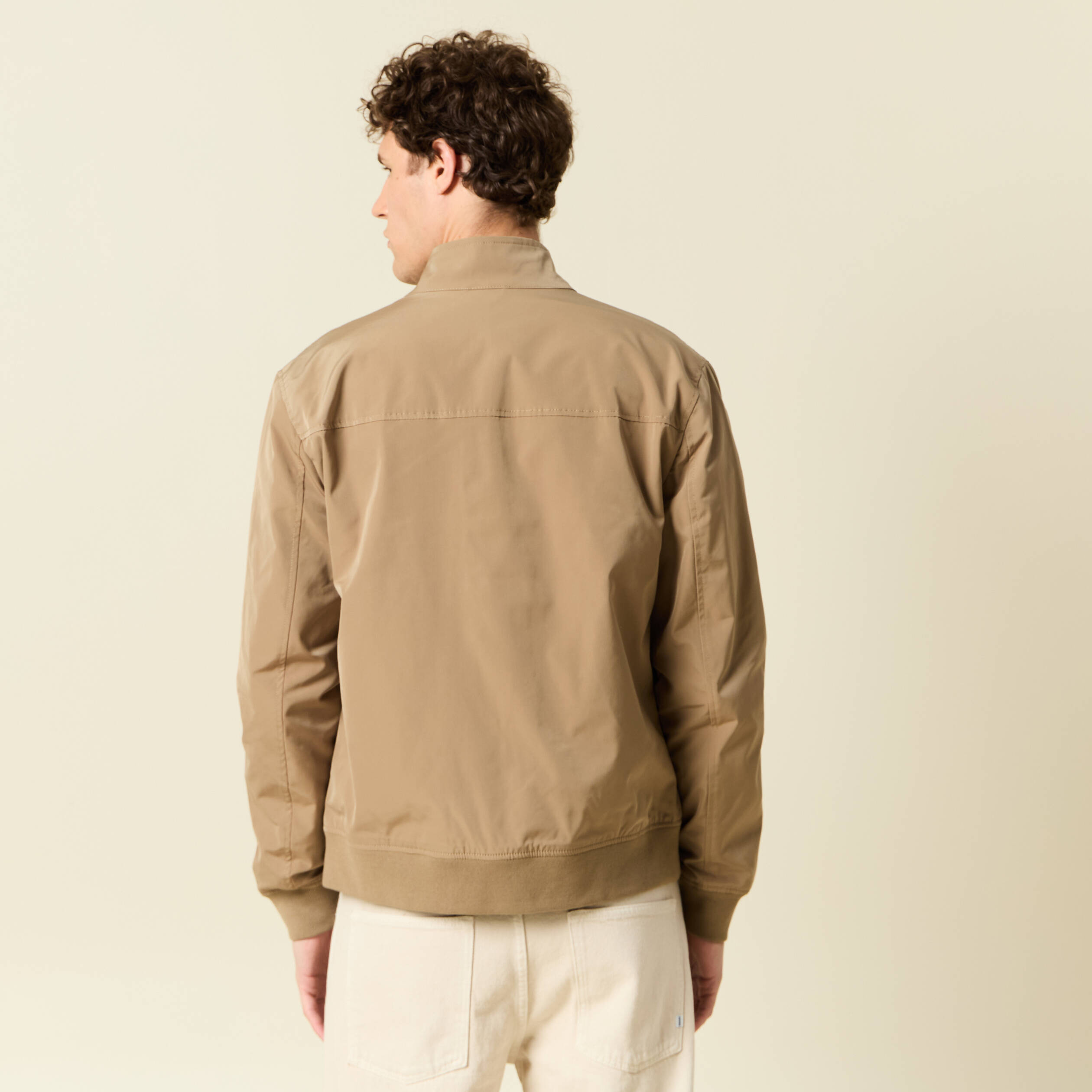 Blouson col droit manches longues marron homme