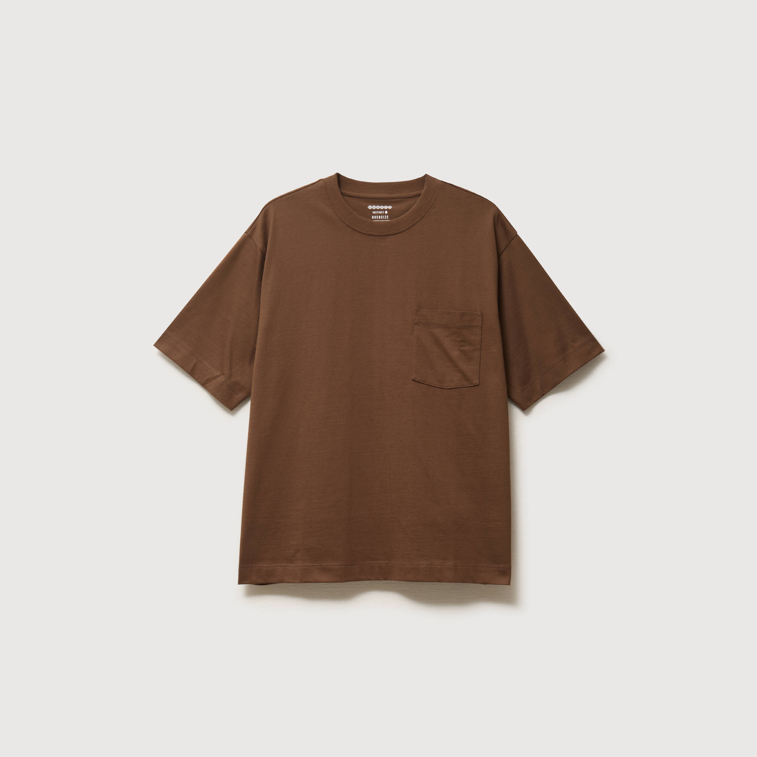 T-shirt droit en coton col ras du cou taupe homme