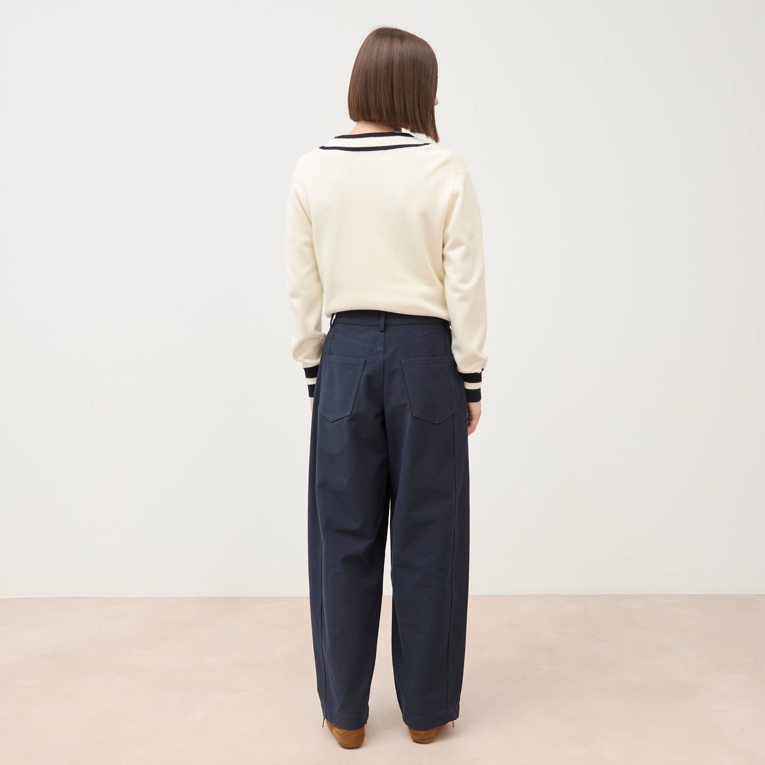 Pantalon coupe regular bleu marine femme