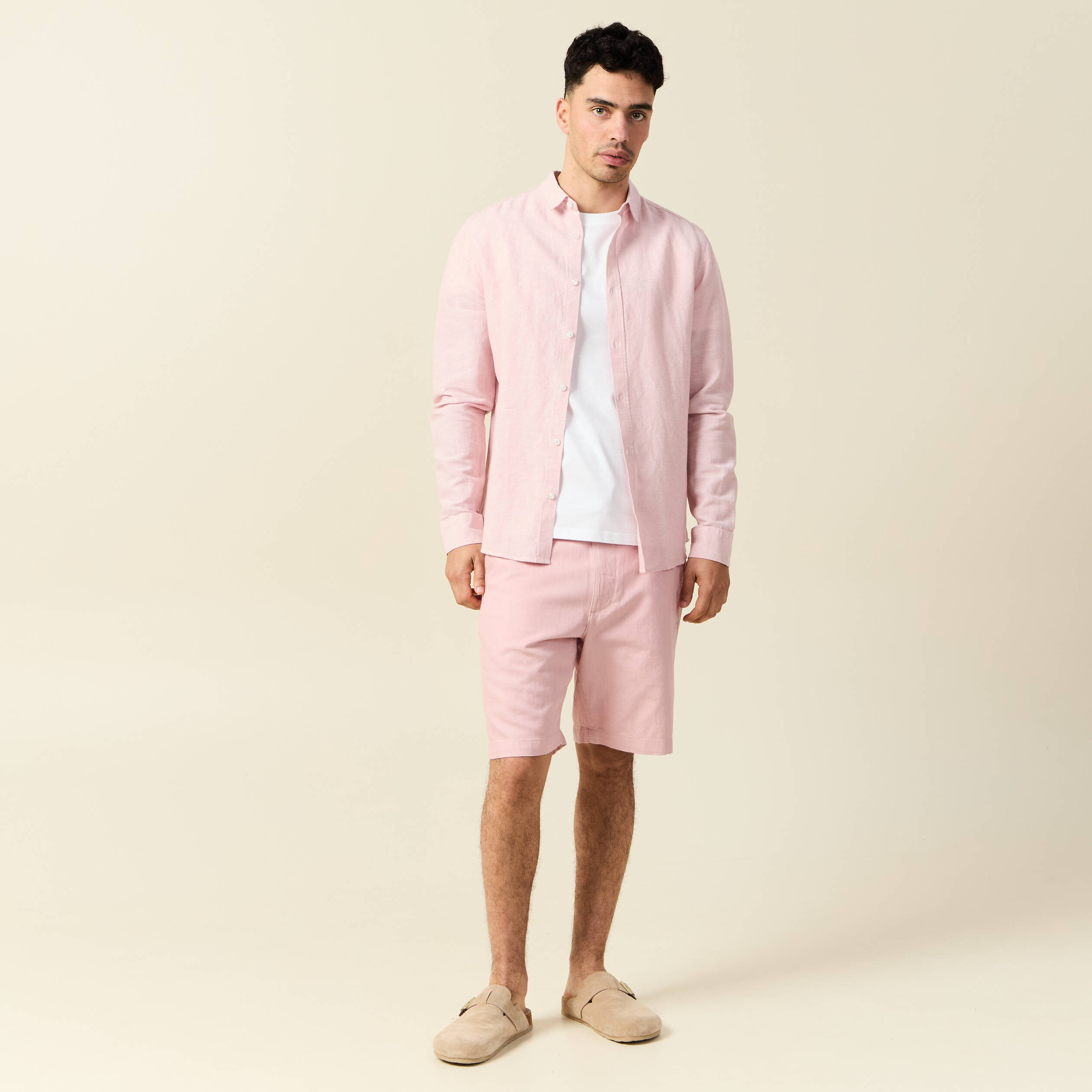 chemise manches longues rose pastel homme Chemise manches longues rose pastel homme