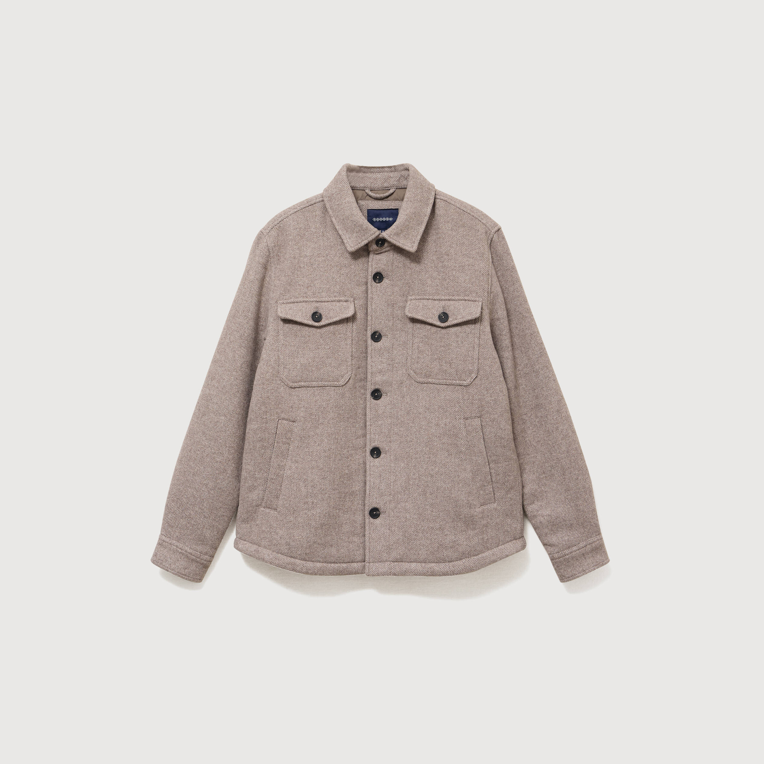 Surchemise boutonn&eacute;e beige homme