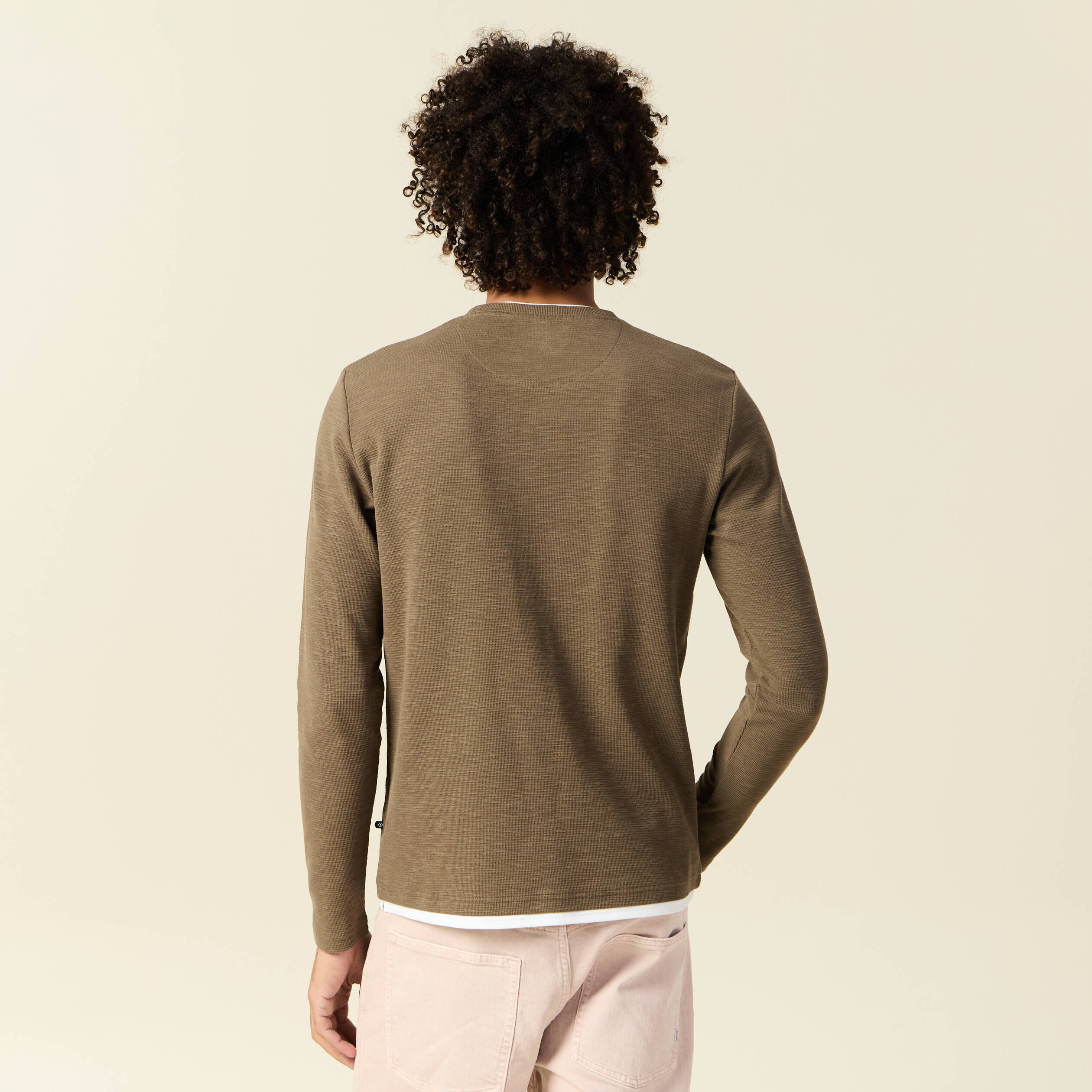 t shirt manches longues taupe homme T-shirt manches longues taupe homme