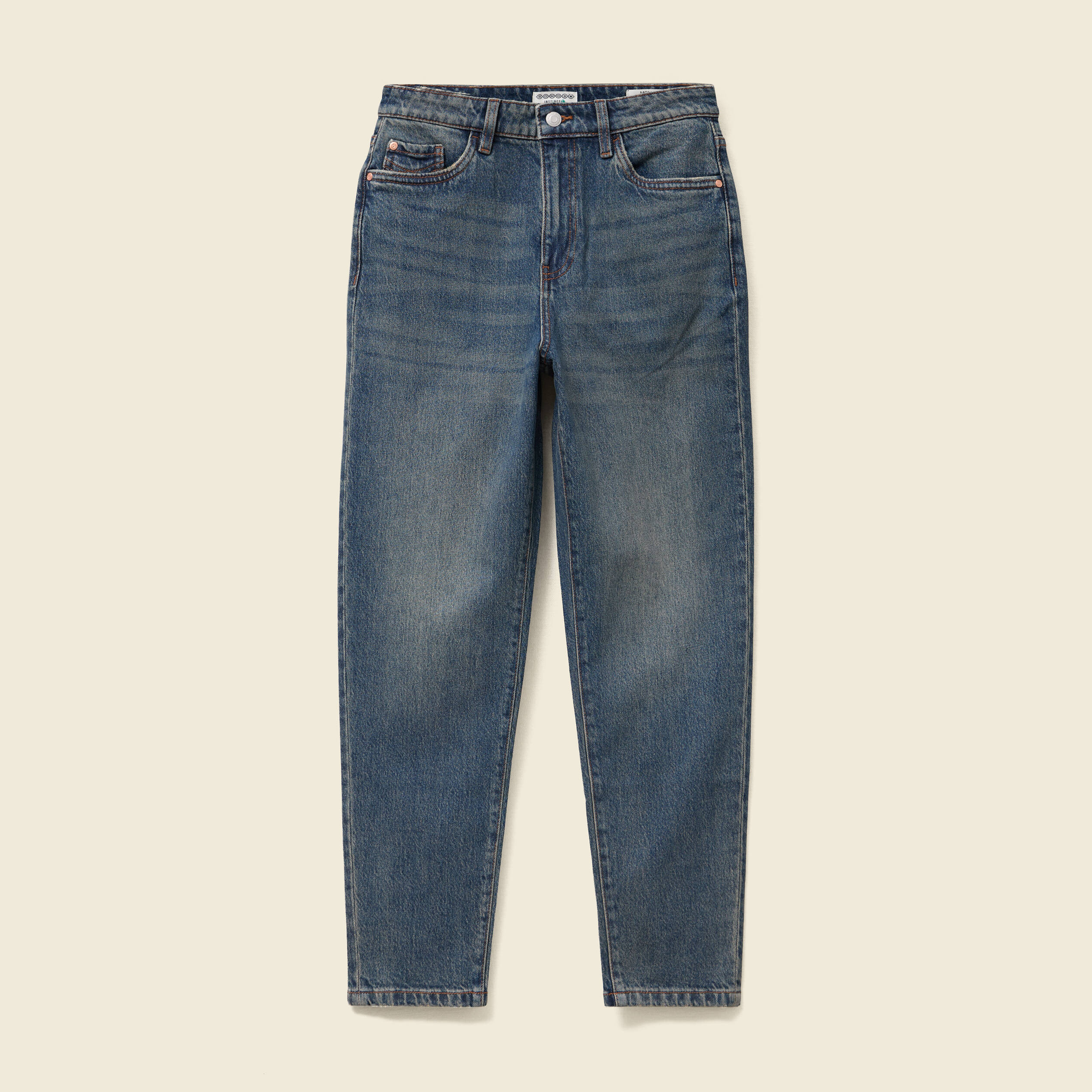Jeans mom 7/8&egrave;me bleu gris femme
