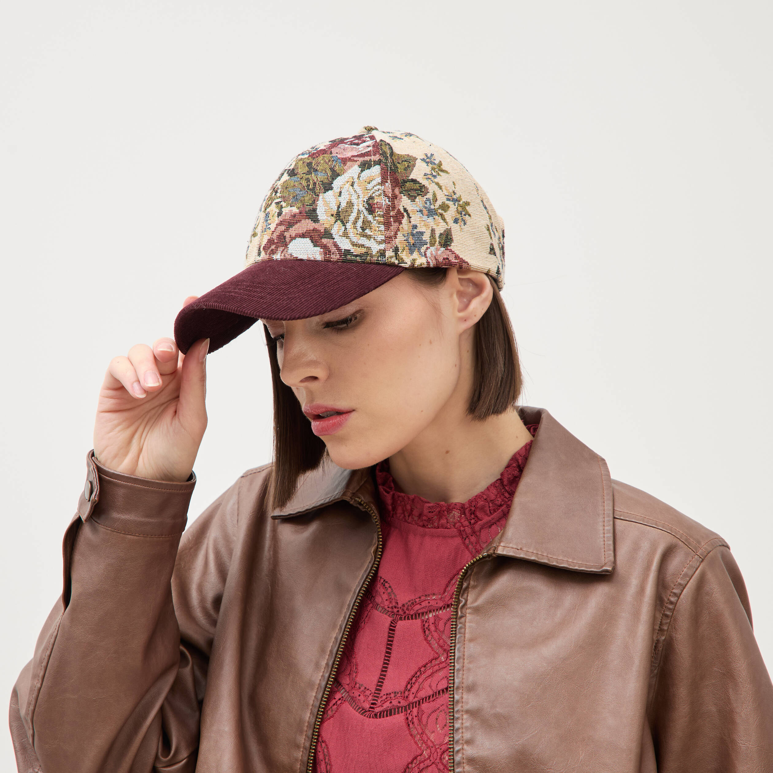 Casquette bordeaux femme