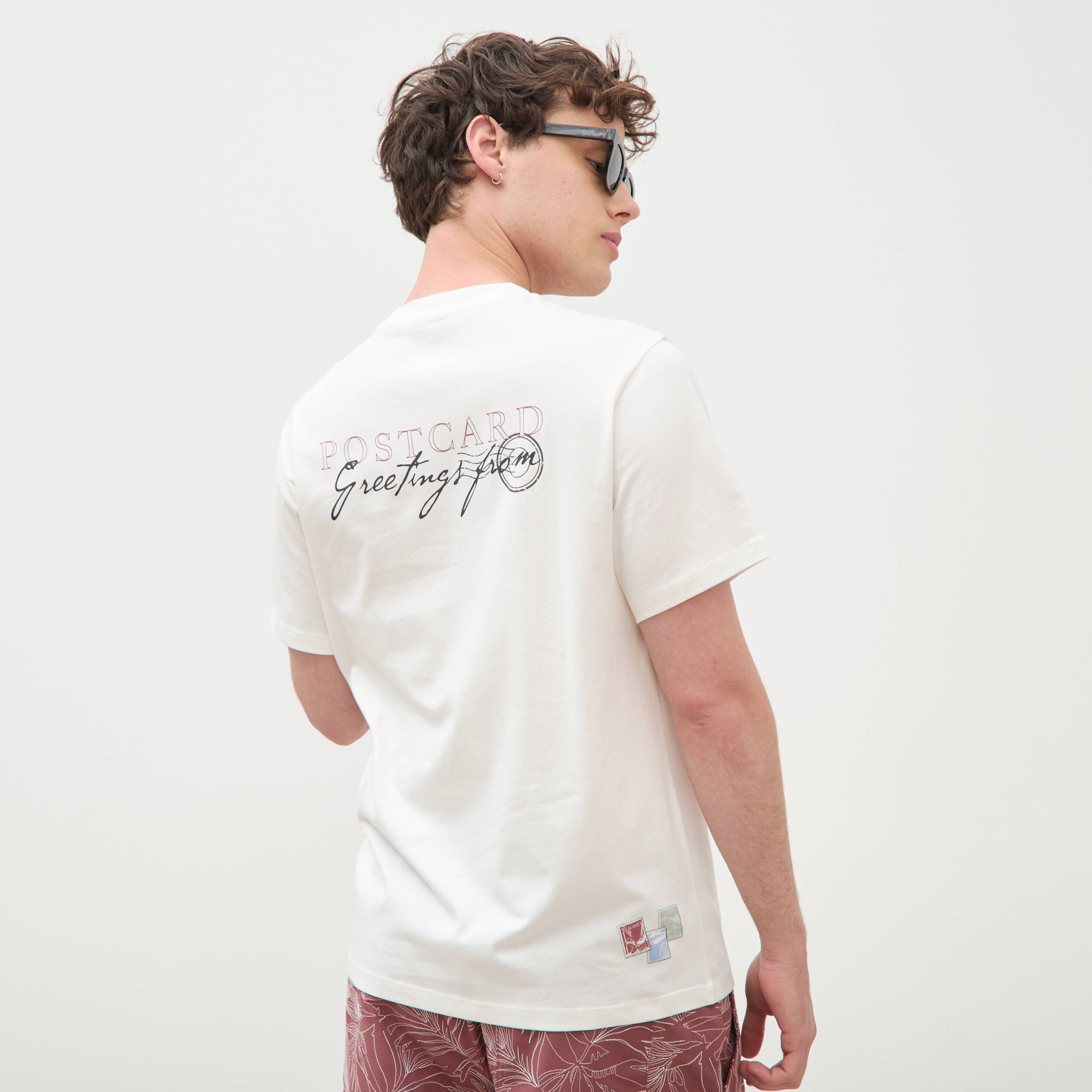 T-shirt en coton ecru homme