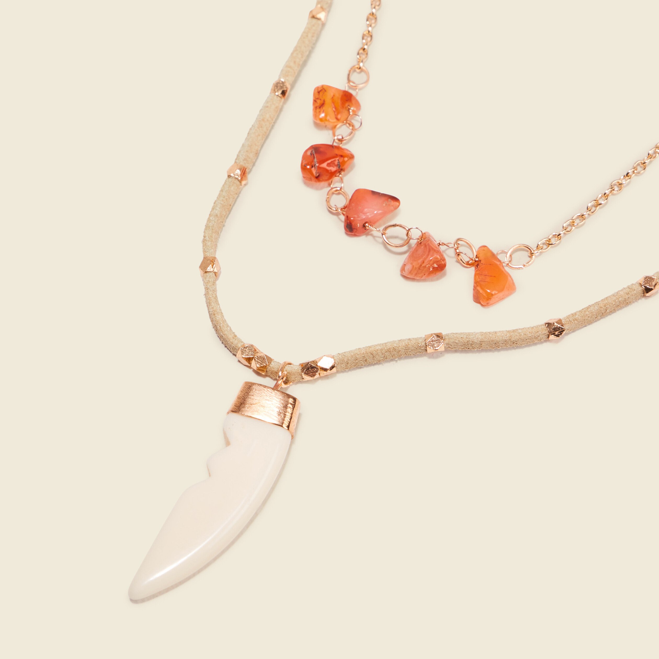 collier multirangs ecru femme Collier multirangs ecru femme