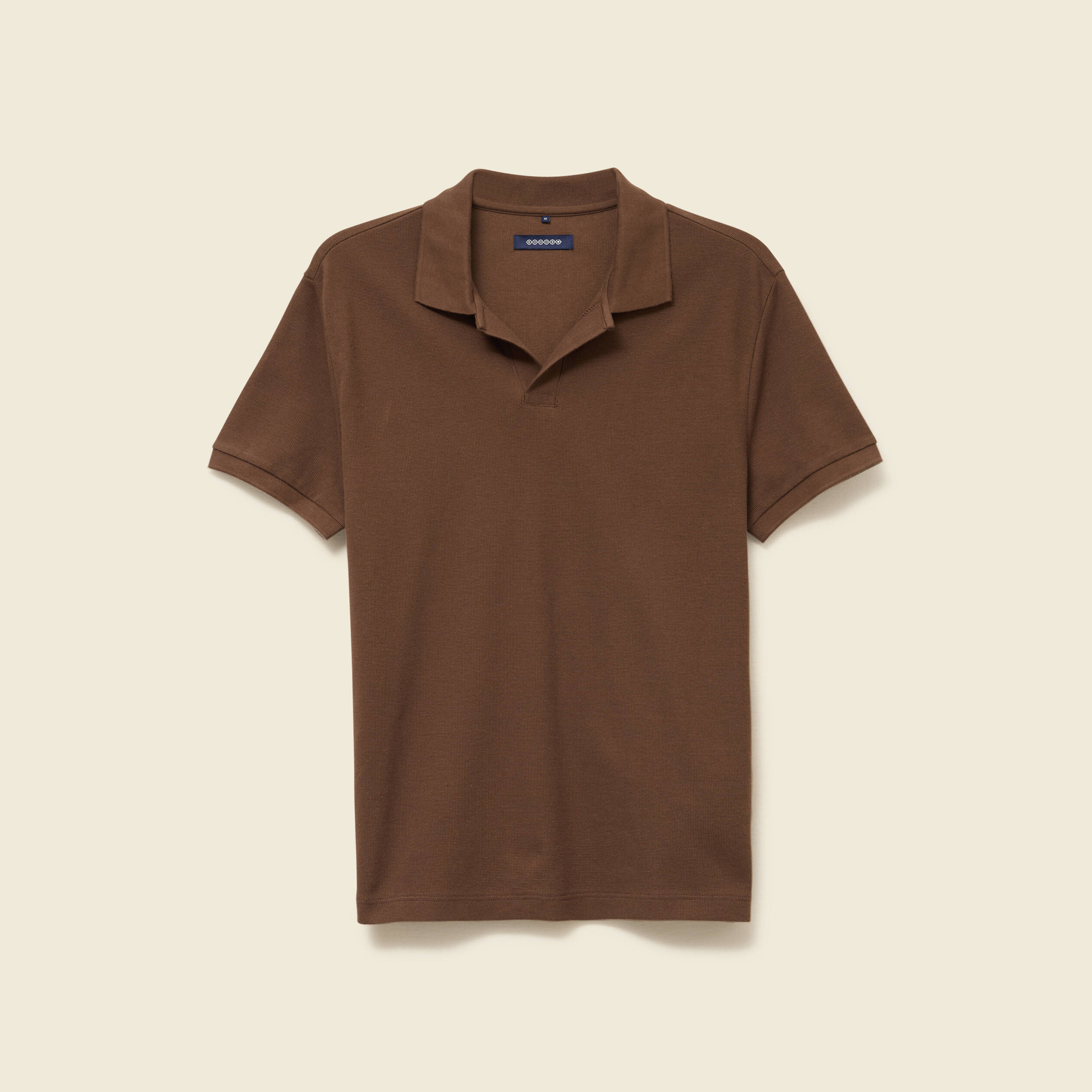 polo cintre col cubain manches courtes marron homme Polo cintré col cubain manches courtes marron homme