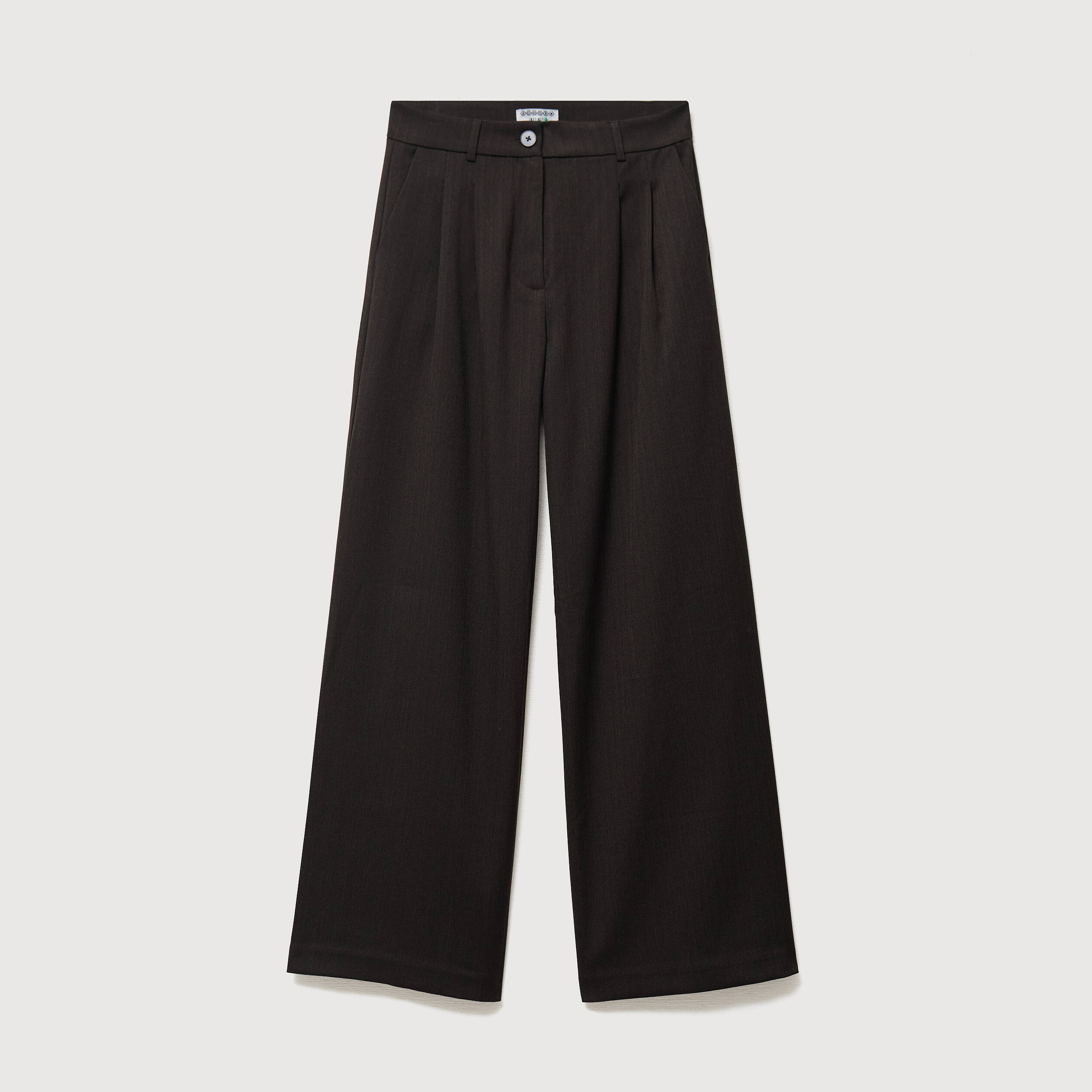 Pantalon large taille standard marron fonc&eacute; femme