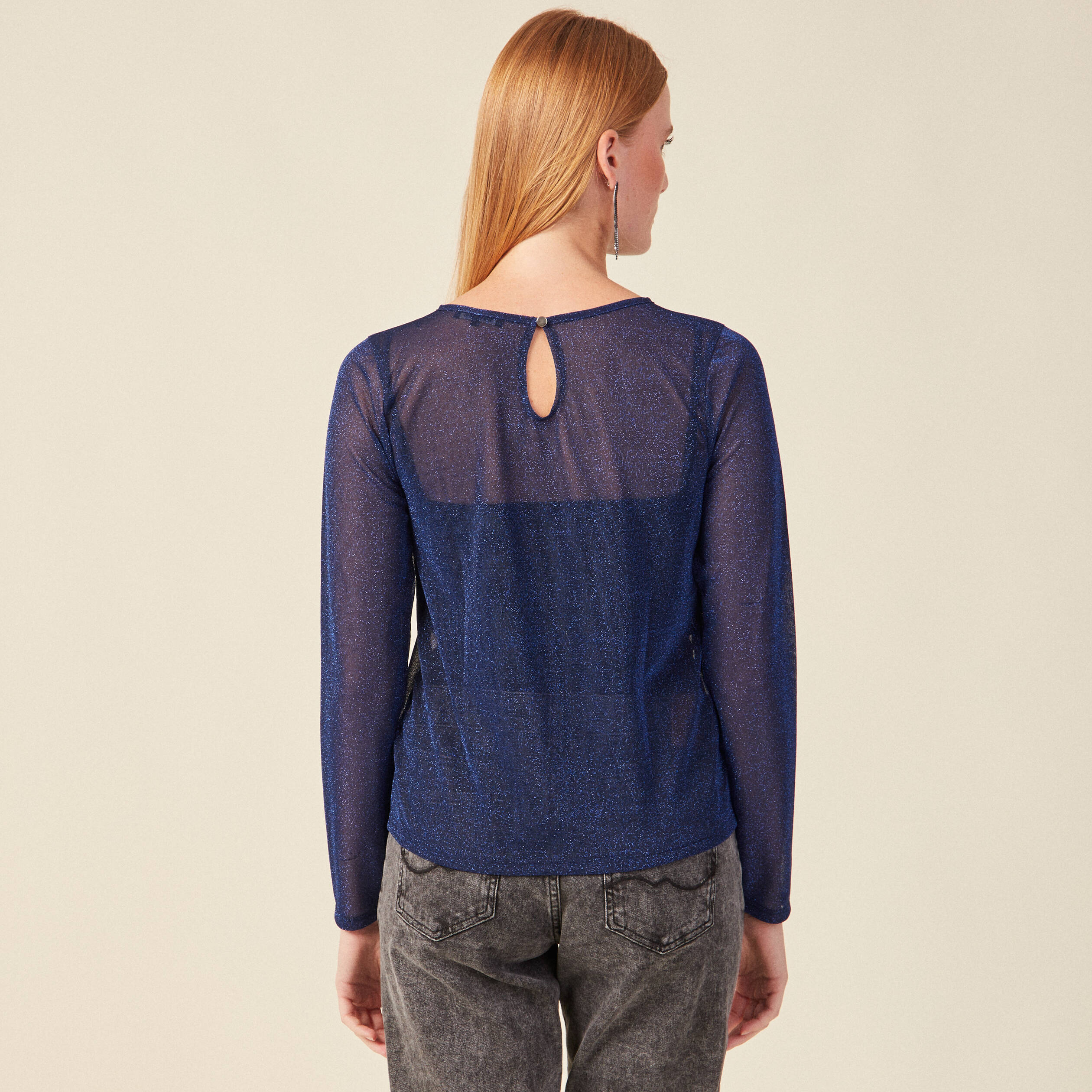 T-shirt manches longues bleu canard femme