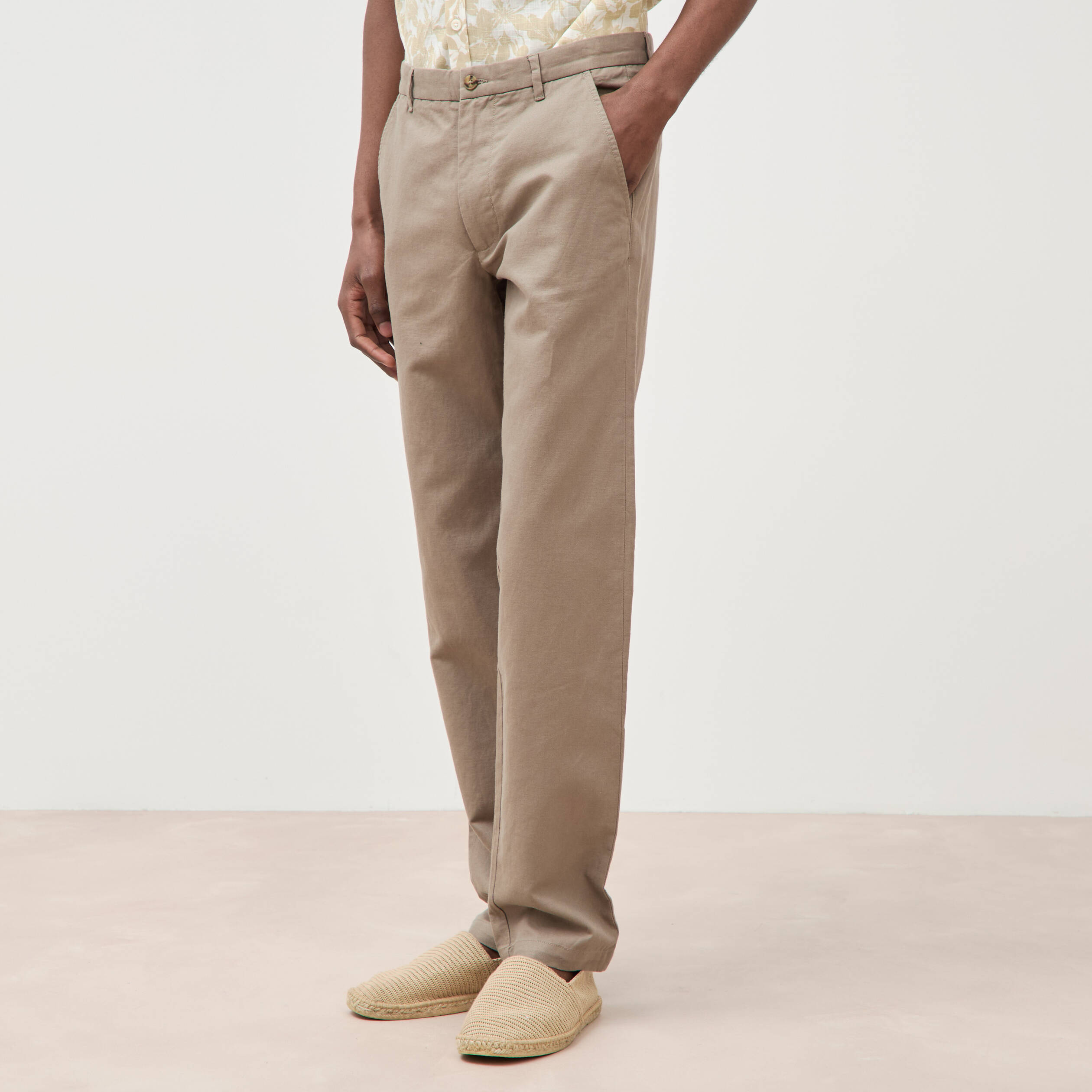 Pantalon chino taupe homme